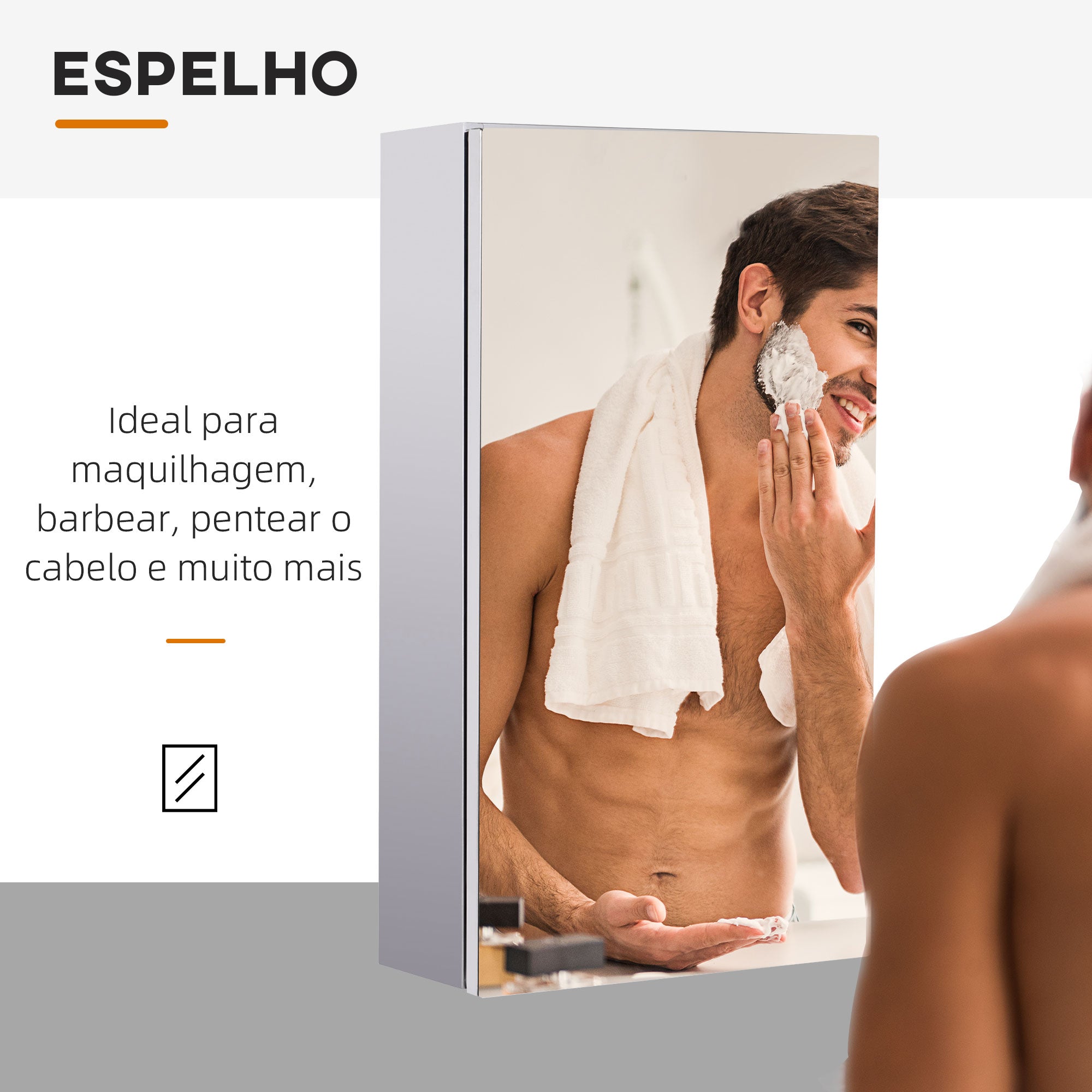 Armário de Casa de Banho Prata – 30x14x55cm – Aço Inoxidável e Vidro