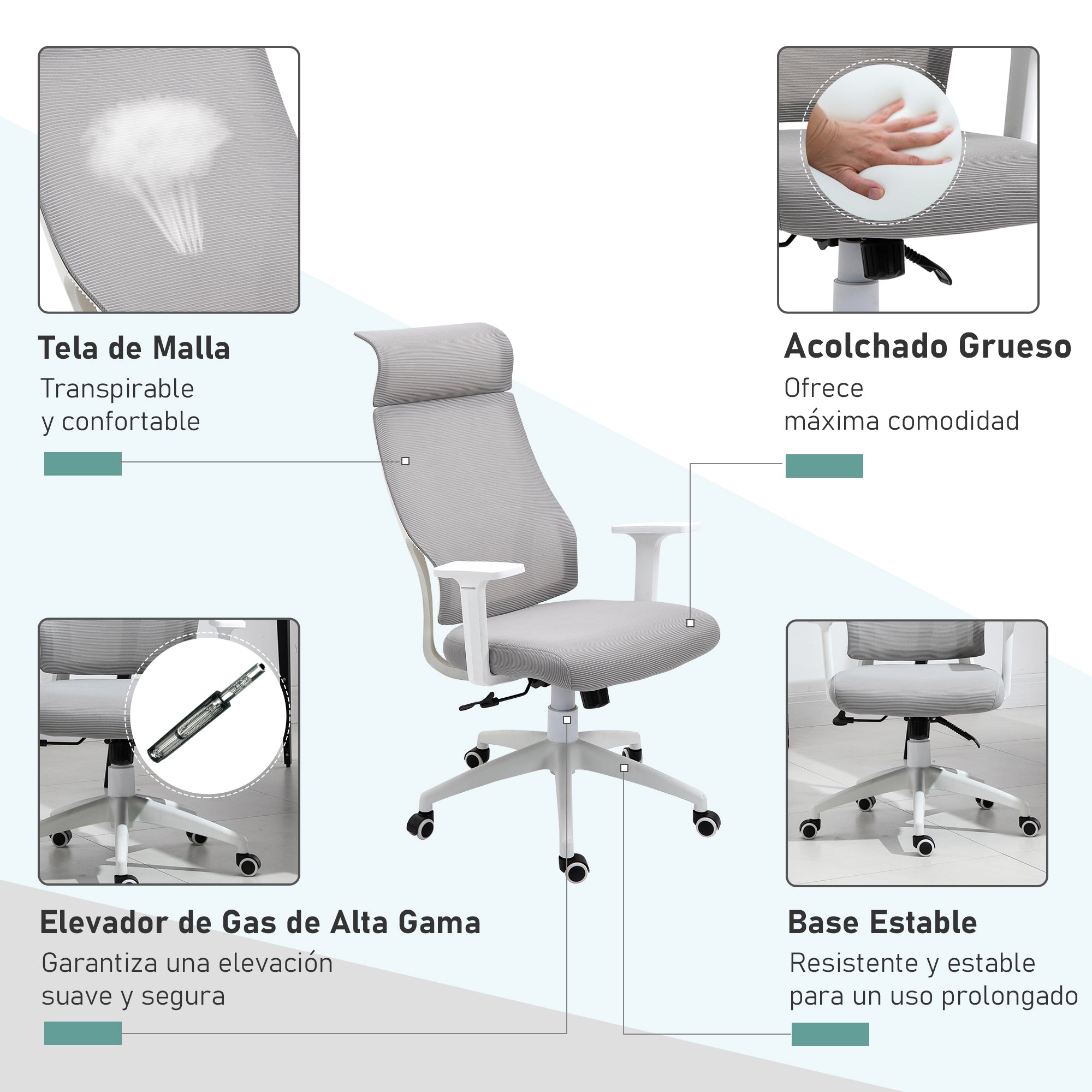 Cadeira Ergonômica Giratória Cinza 64x61x128,9 cm