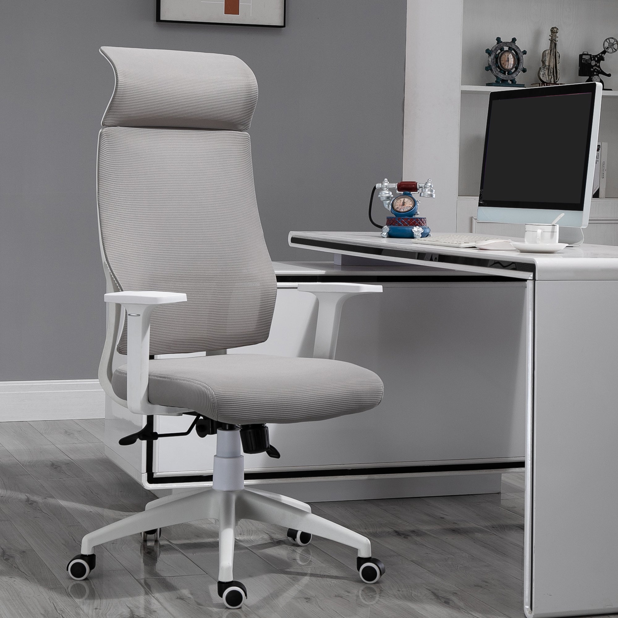 Cadeira Ergonômica Giratória Cinza 64x61x128,9 cm