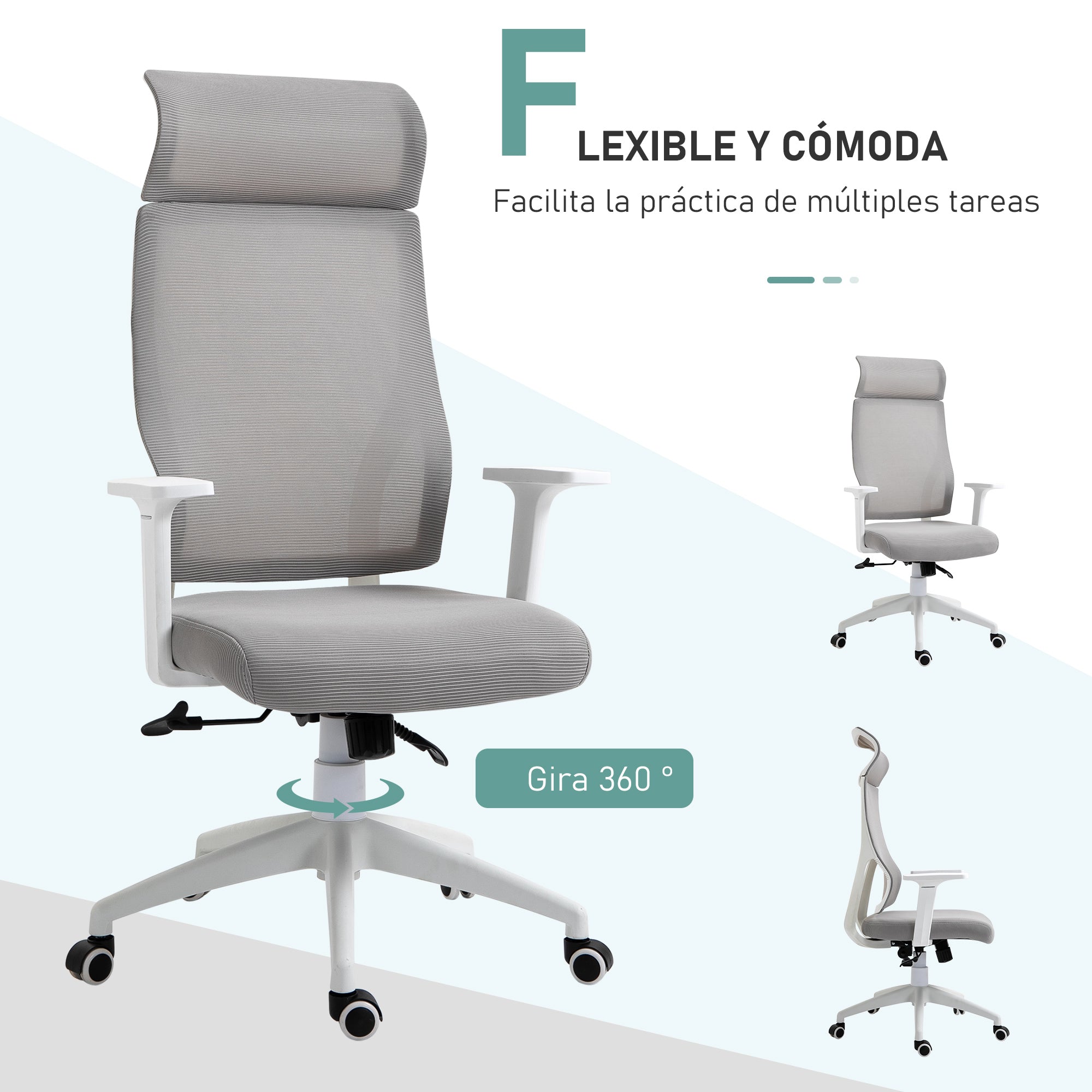 Cadeira Ergonômica Giratória Cinza 64x61x128,9 cm