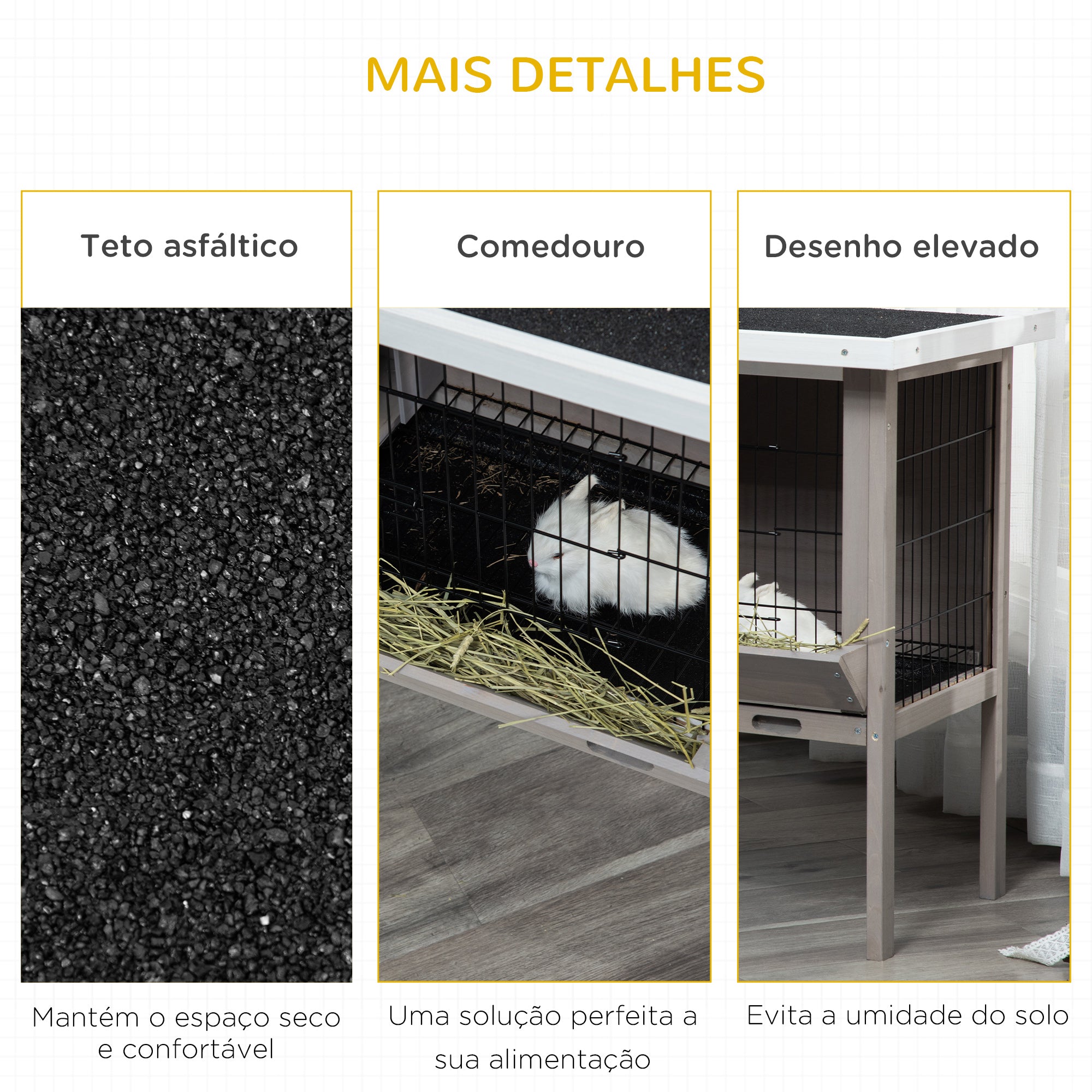 Coelheira de Madeira Exterior Cinza 91x46x71cm