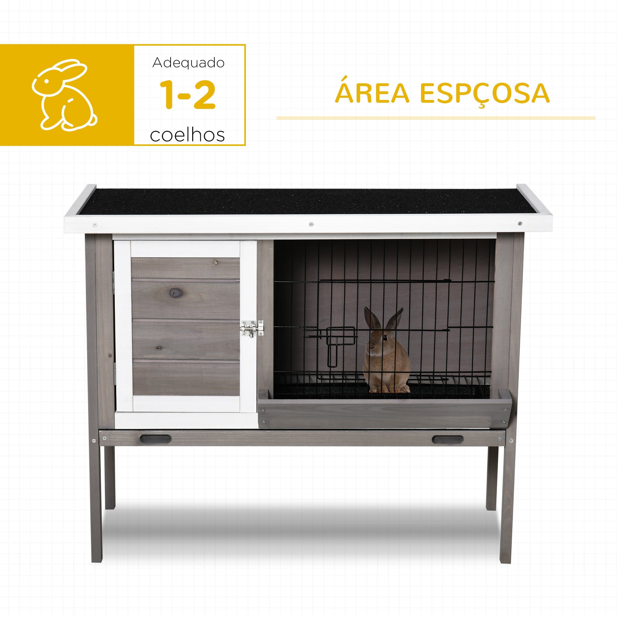 Coelheira de Madeira Exterior Cinza 91x46x71cm