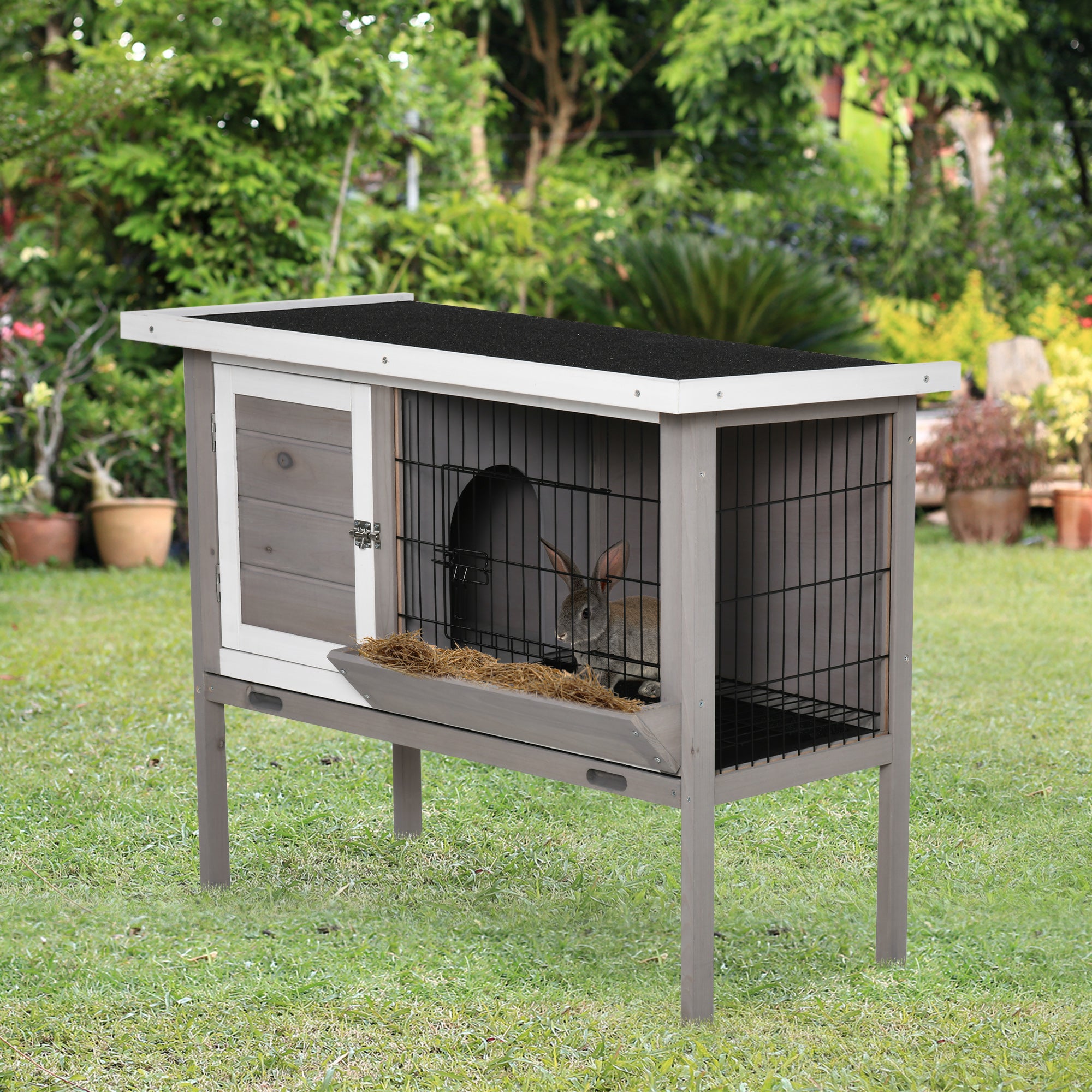 Coelheira de Madeira Exterior Cinza 91x46x71cm