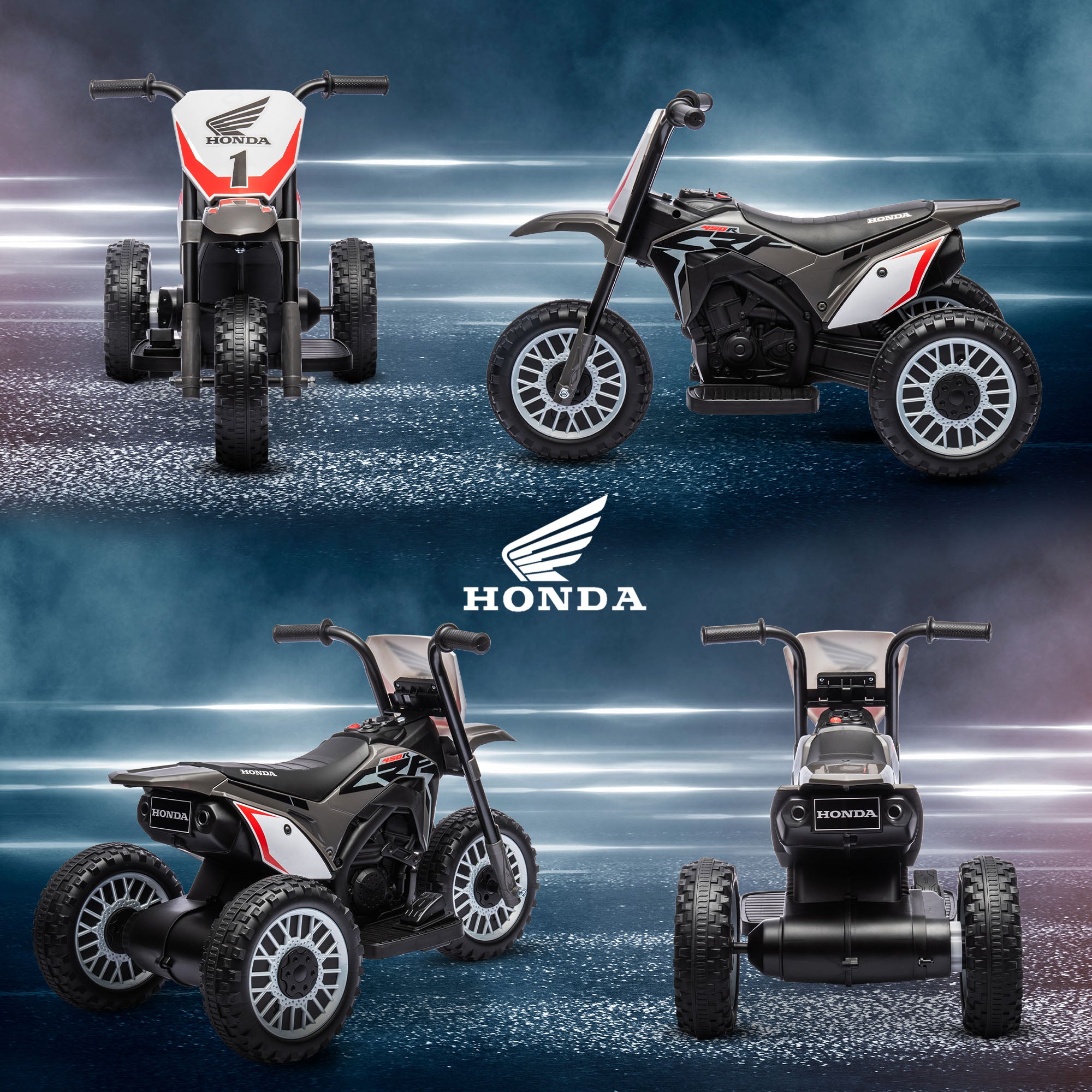 Mota Elétrica Infantil Cinzenta 71x40,5x43,5 cm com Licença Honda CRF450RL