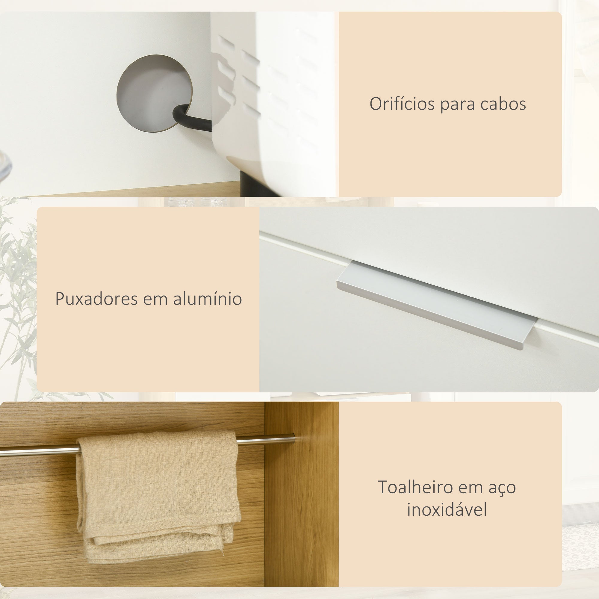 Armário de Cozinha Móvel Auxiliar – 93x40x180 cm – Madeira e Branco – Melamina e Madeira