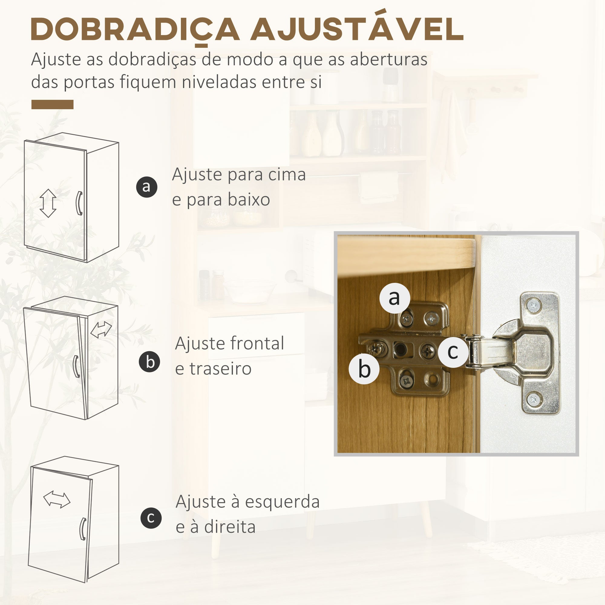 Armário de Cozinha Móvel Auxiliar – 93x40x180 cm – Madeira e Branco – Melamina e Madeira