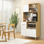 Armário de Cozinha Móvel Auxiliar – 93x40x180 cm – Madeira e Branco – Melamina e Madeira