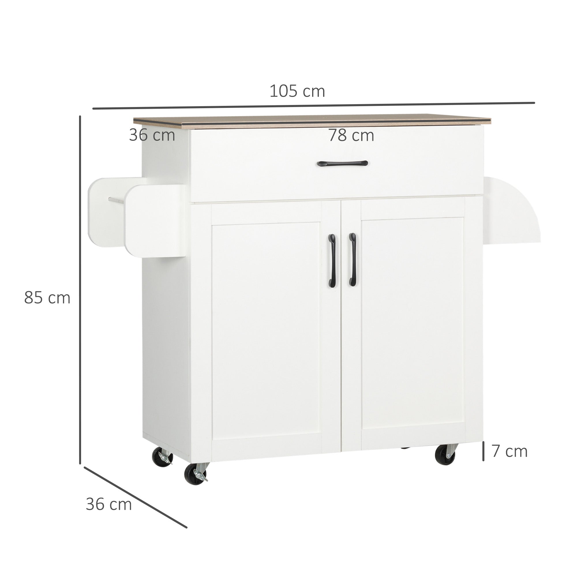 Carrinho de Cozinha 105x36x85cm Branco