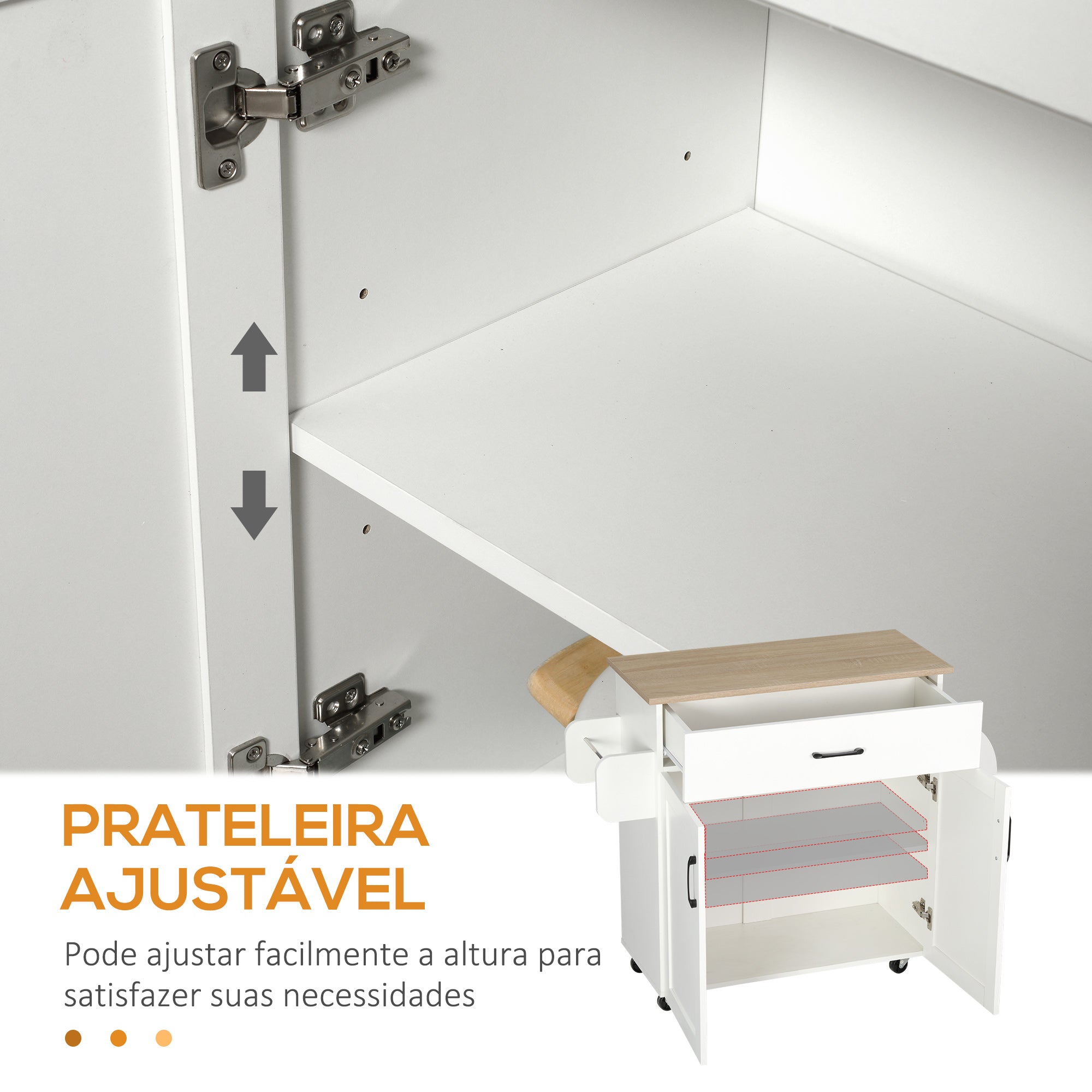 Carrinho de Cozinha 105x36x85cm Branco