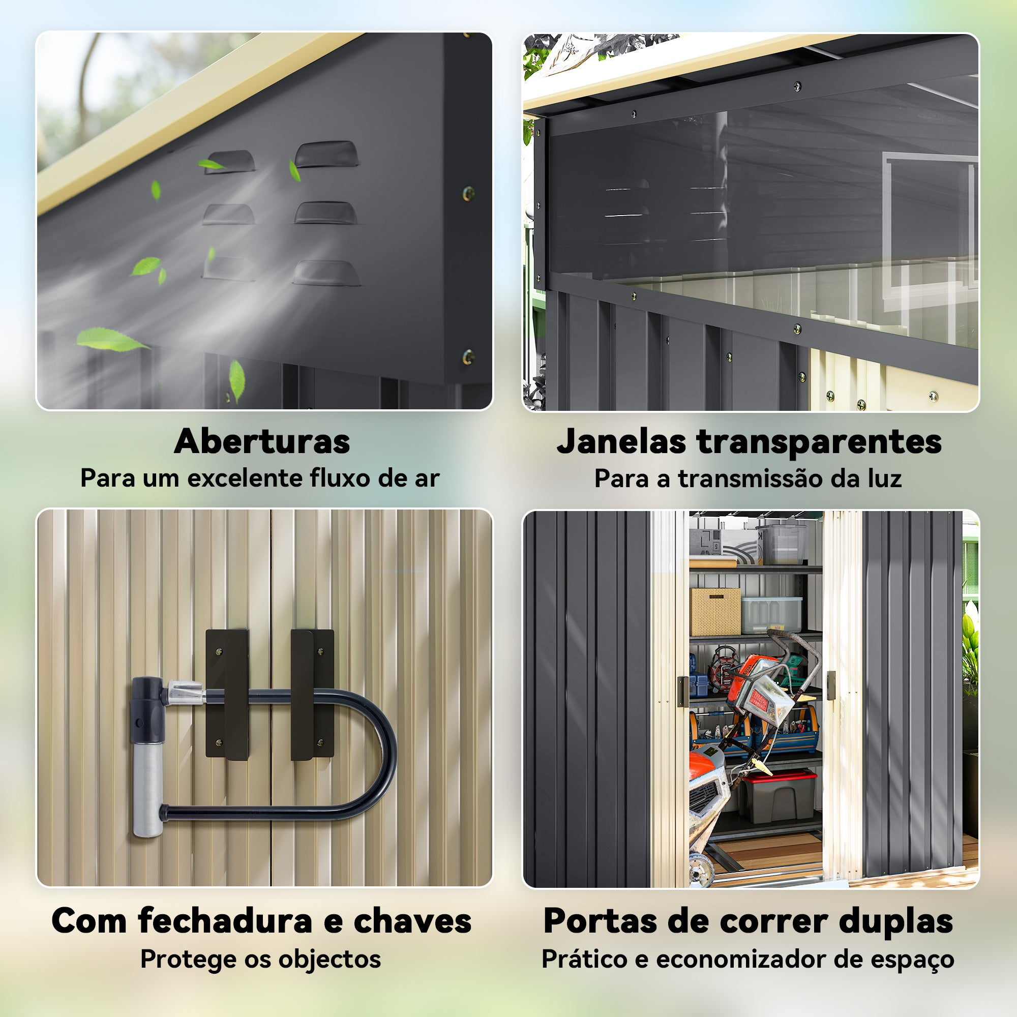 Abrigo de Jardim 2 m² Cinza Escuro 195x122x181,5 cm