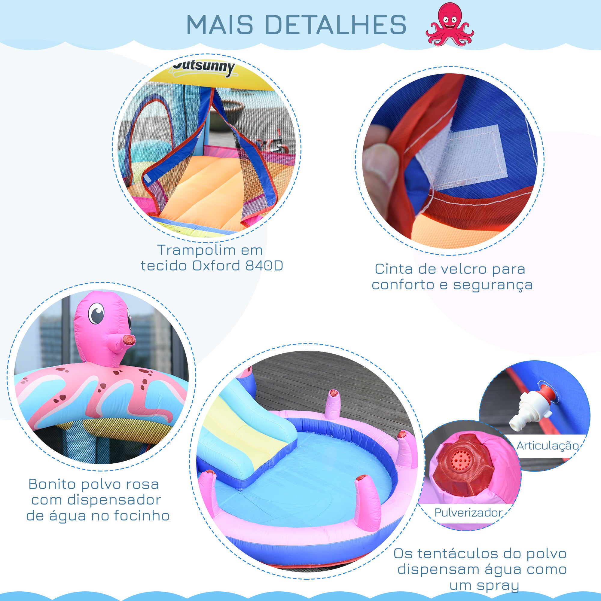Castelo Insuflável com Escorrega e Piscina 360x175x180cm Multicor