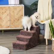 Escada para Animais de Estimação – 60x35x44 cm – Marrom – Aglomerado de madeira e pelúcia