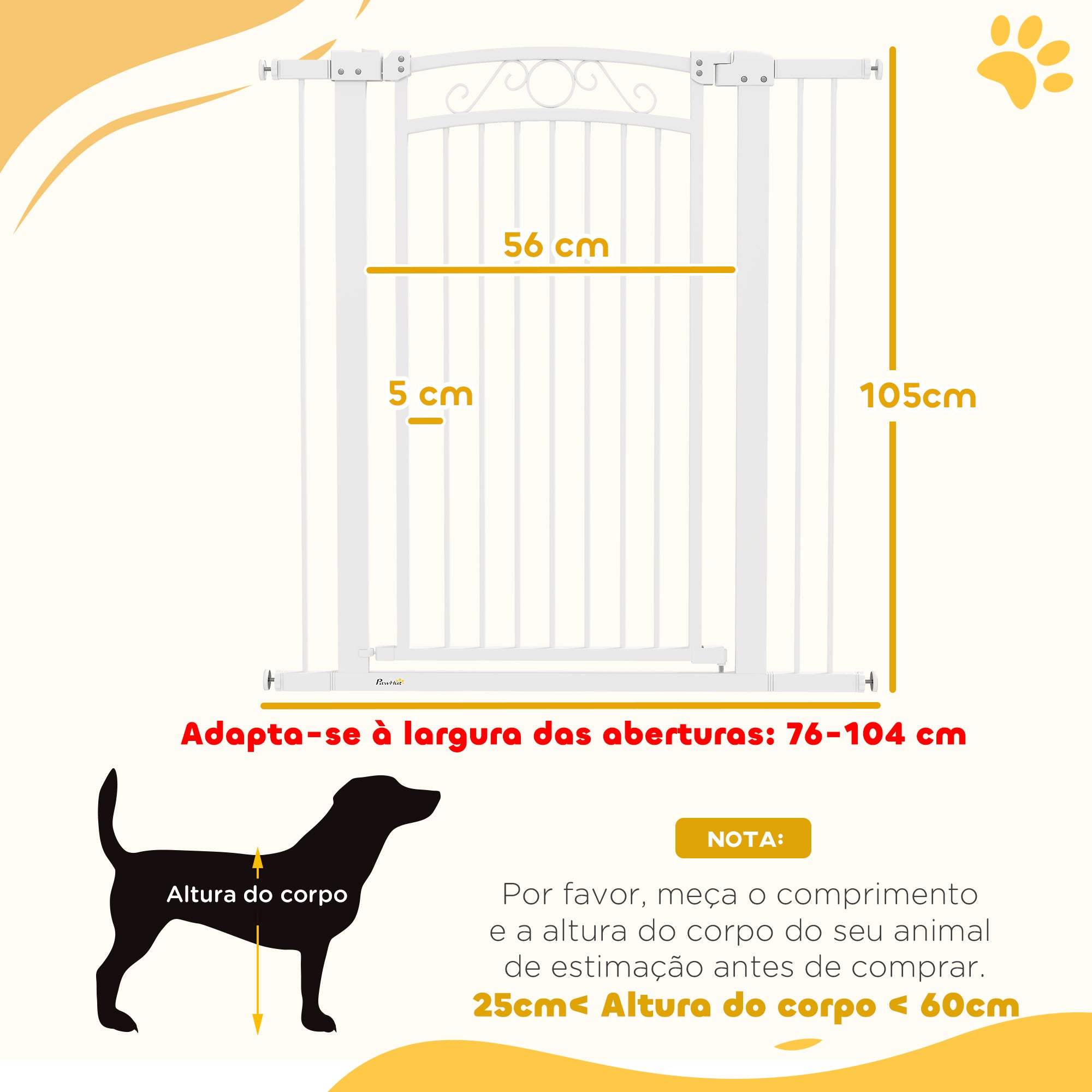 Barreira de Segurança Extensível – 76-102x104 cm – Branca – Aço e PA