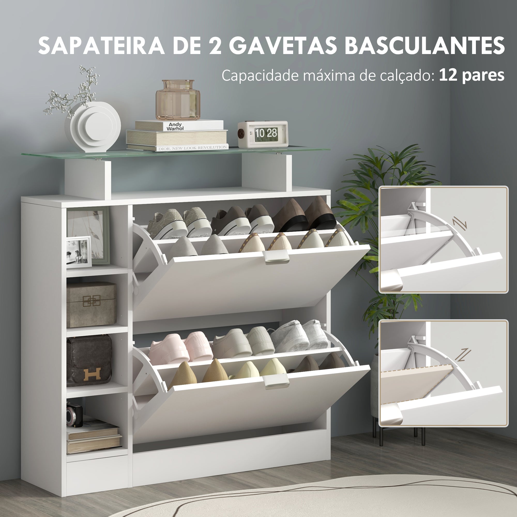 Sapateiro Estreito – 89x25x92 cm – Branco – Melamina