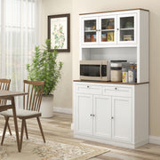 Armário de Cozinha Móvel Auxiliar com 3 Portas de Vidro 100x40x180 cm Branco