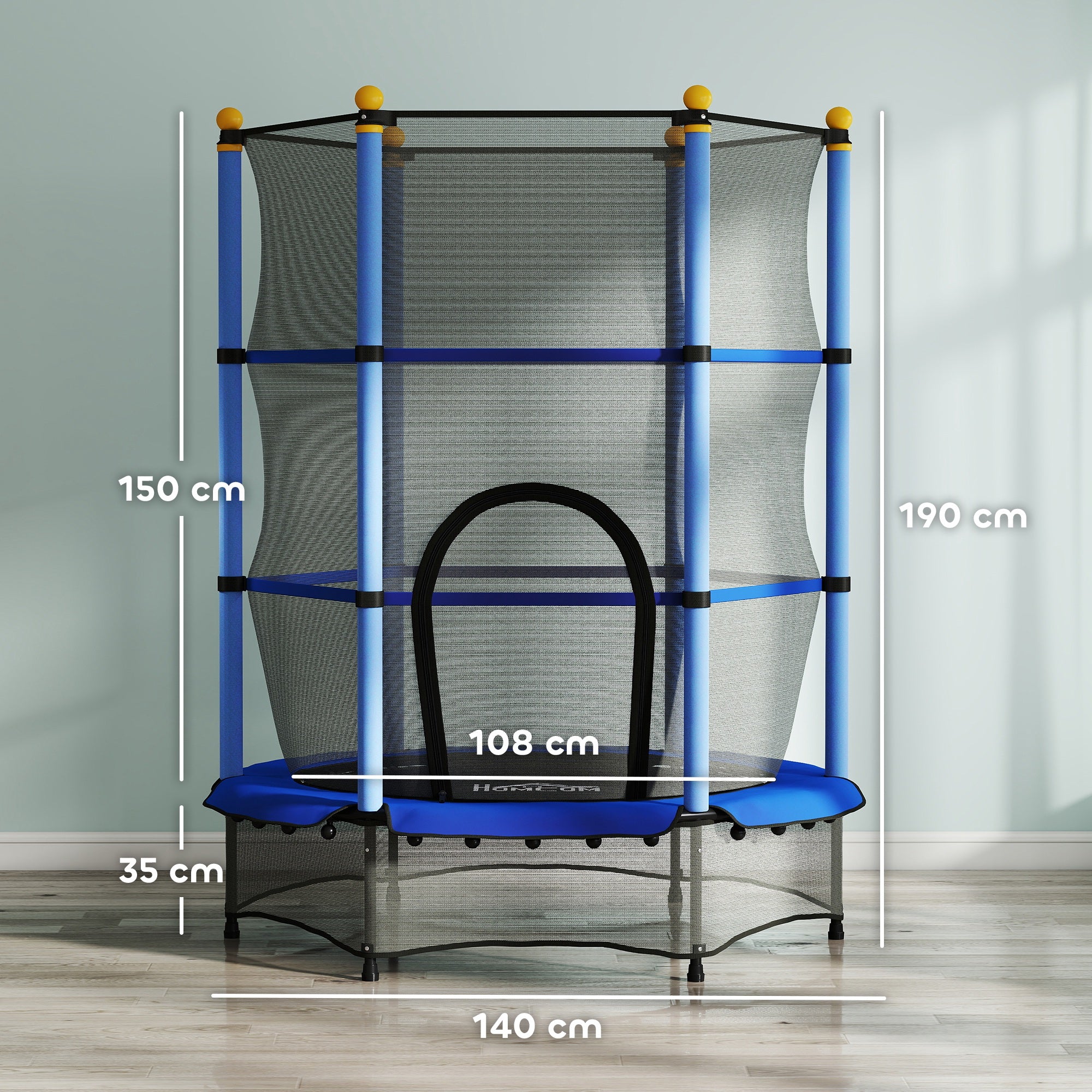 Trampolim Infantil – Ø140x190 cm – Azul – Aço e PP