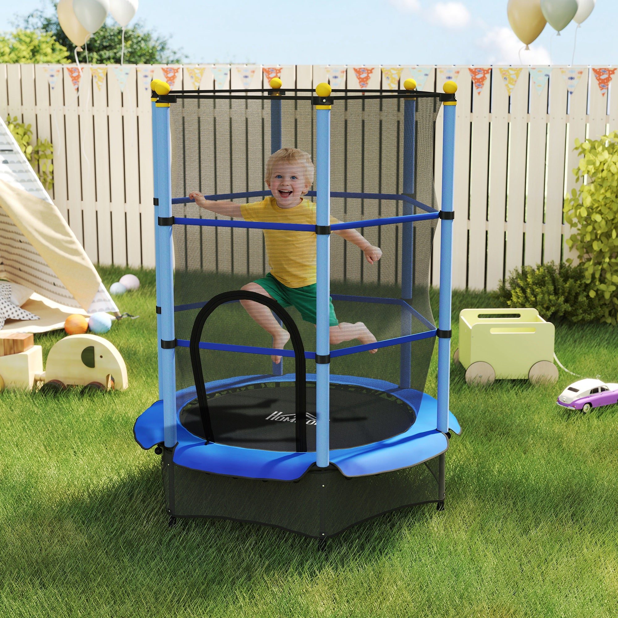 Trampolim Infantil – Ø140x190 cm – Azul – Aço e PP