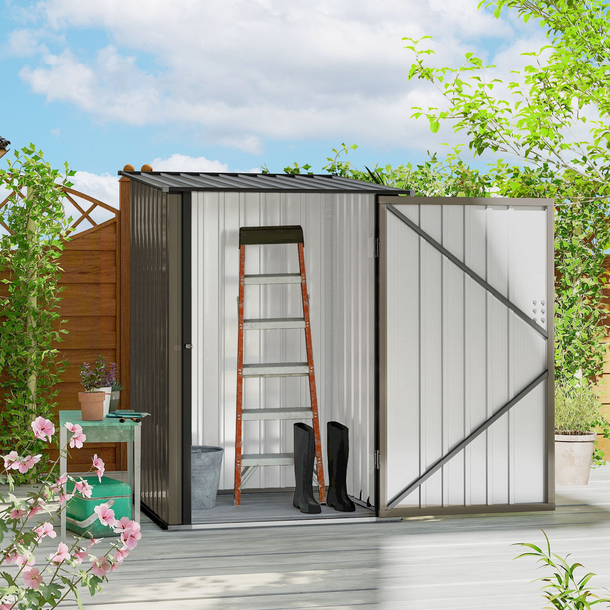 Abrigo de Jardim Marrom 100x103x160 cm - Galpão de Aço Galvanizado