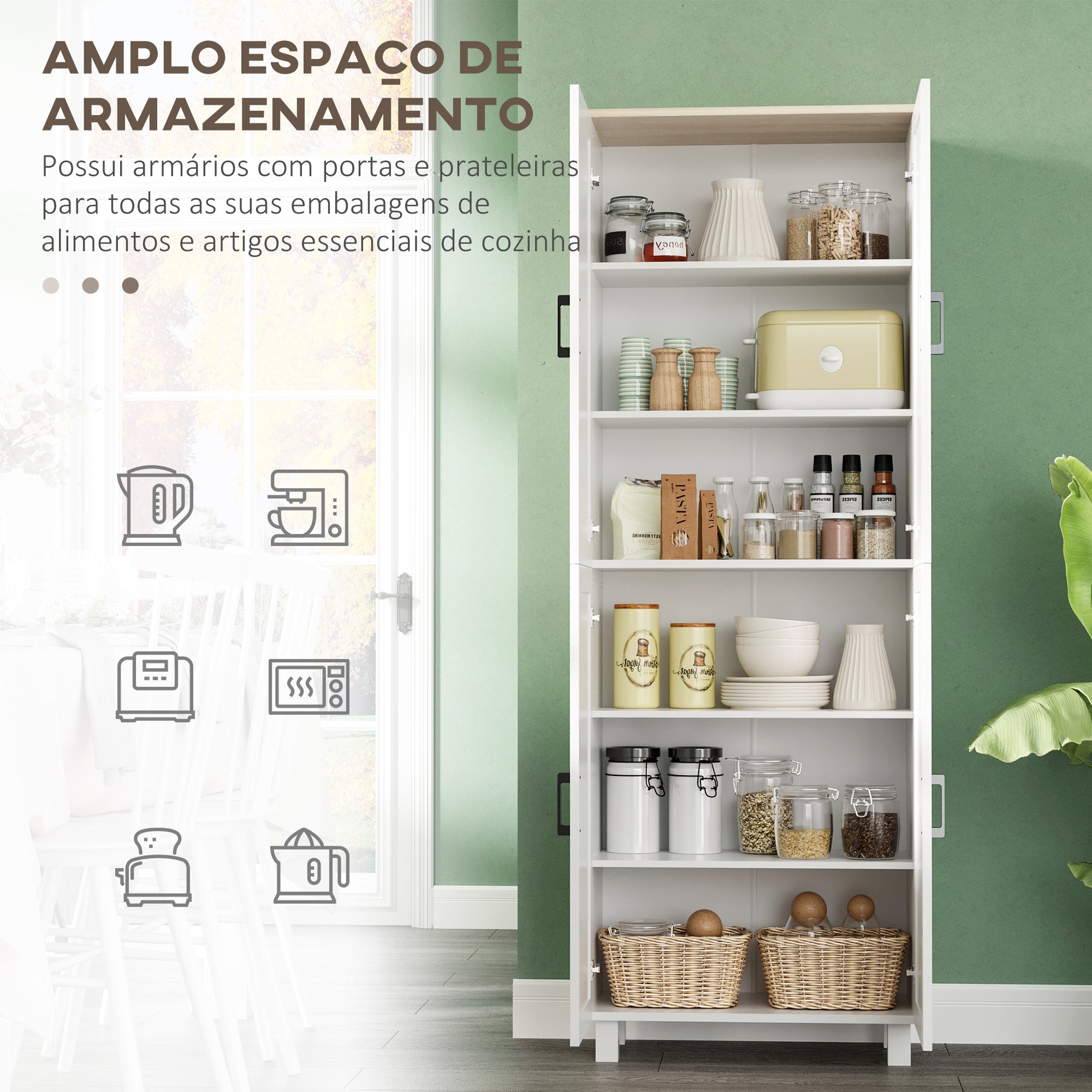 Armário de Cozinha – 60x30x170,5 cm – Branco – Melamina