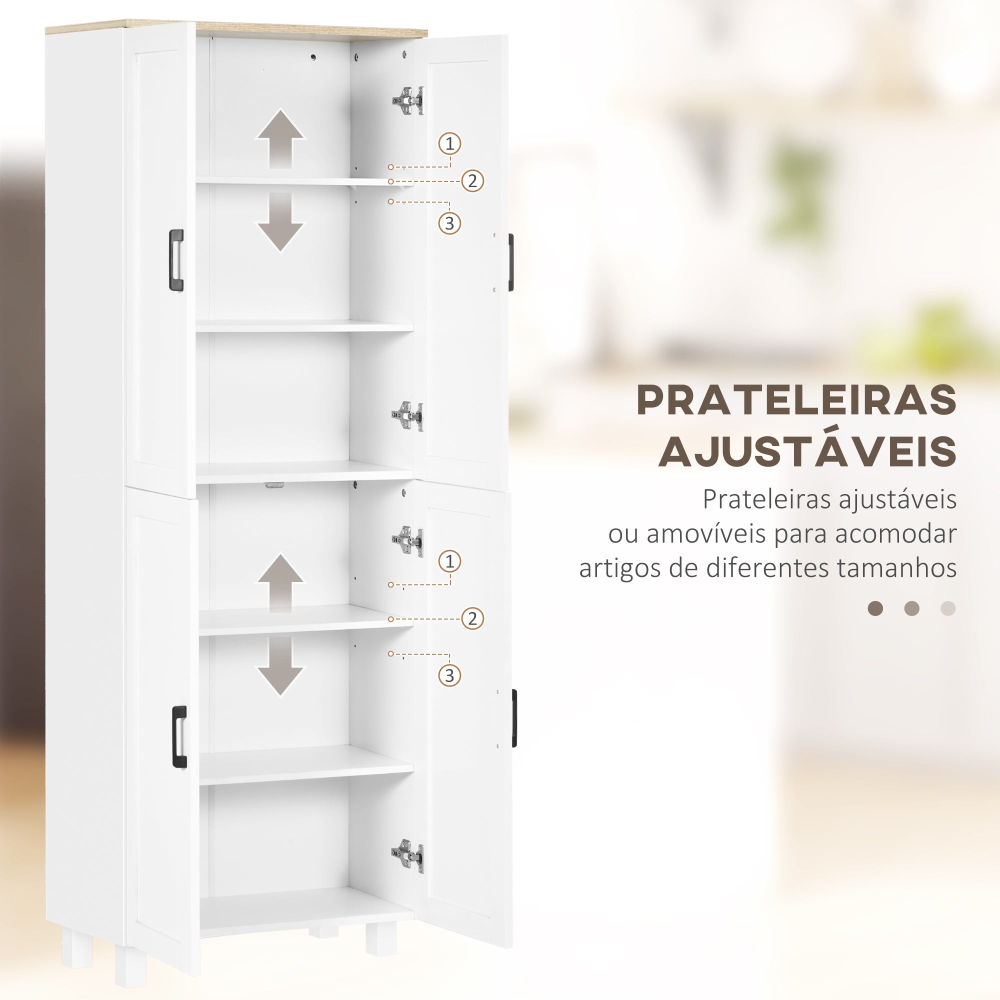 Armário de Cozinha – 60x30x170,5 cm – Branco – Melamina