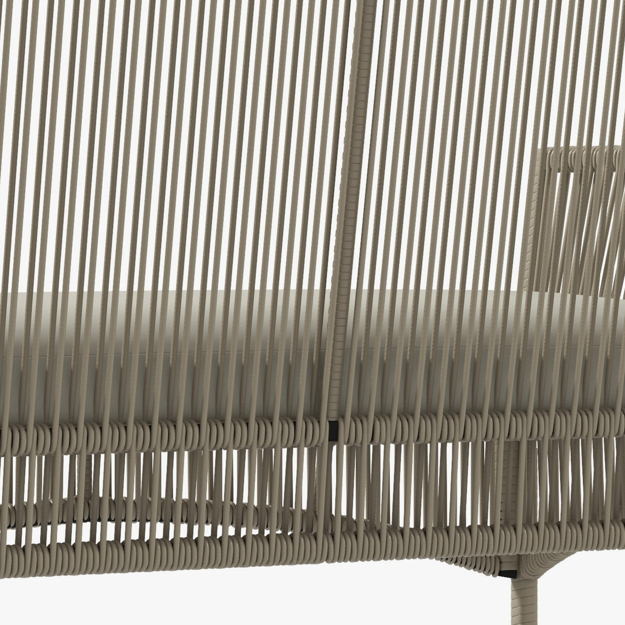 Conjunto de Móveis de Jardim de Vime – 100x56x80 cm – Cor Cáqui – Aço, Vime PE, Poliéster e Espuma