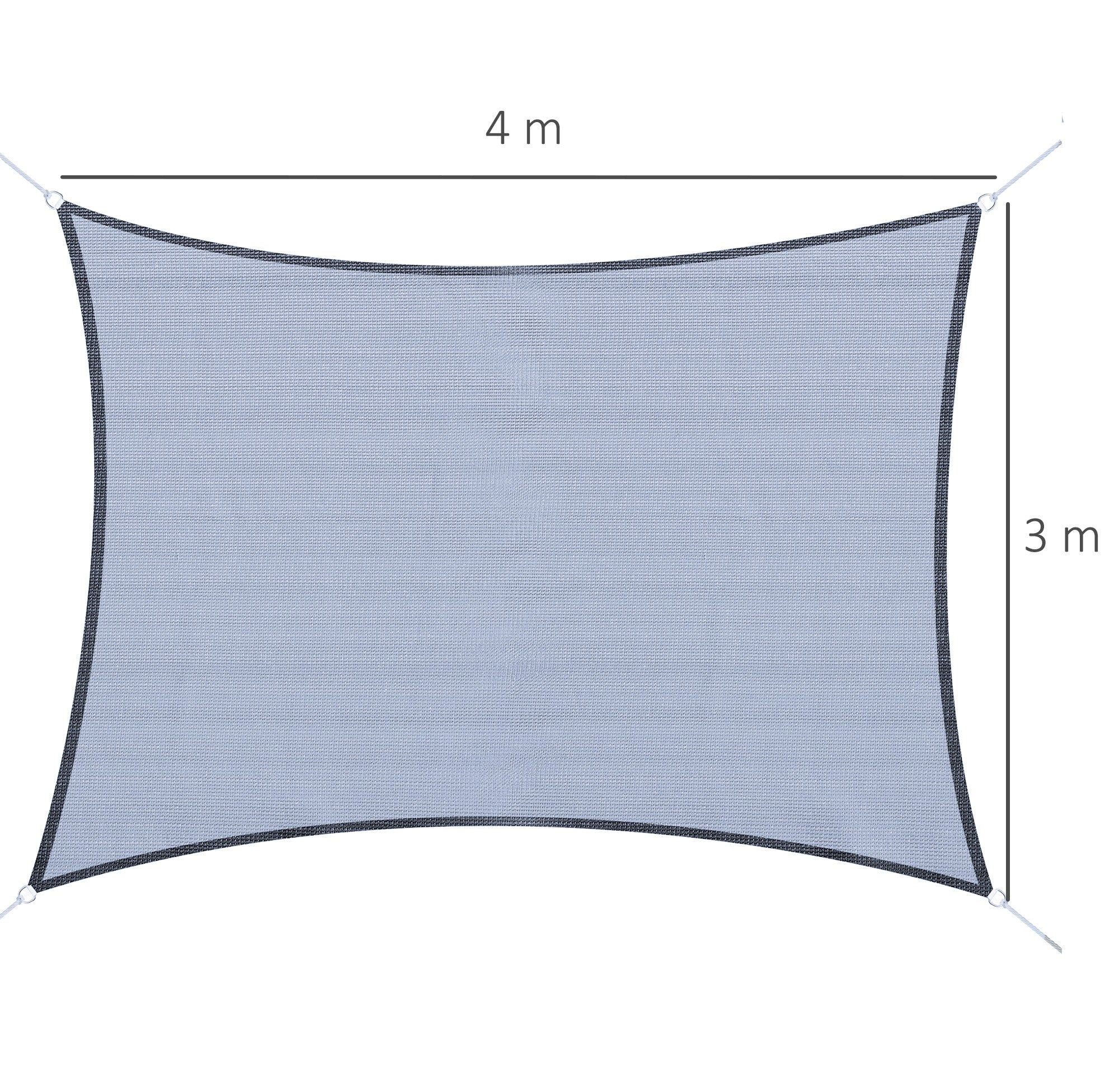 Vela de Sombra Retangular – 400x300 cm – Cinzento – Tecido PE