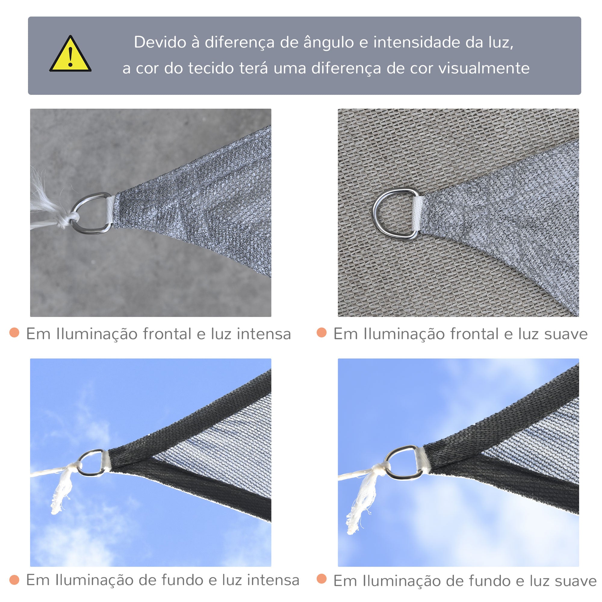 Vela de Sombra Retangular – 400x300 cm – Cinzento – Tecido PE