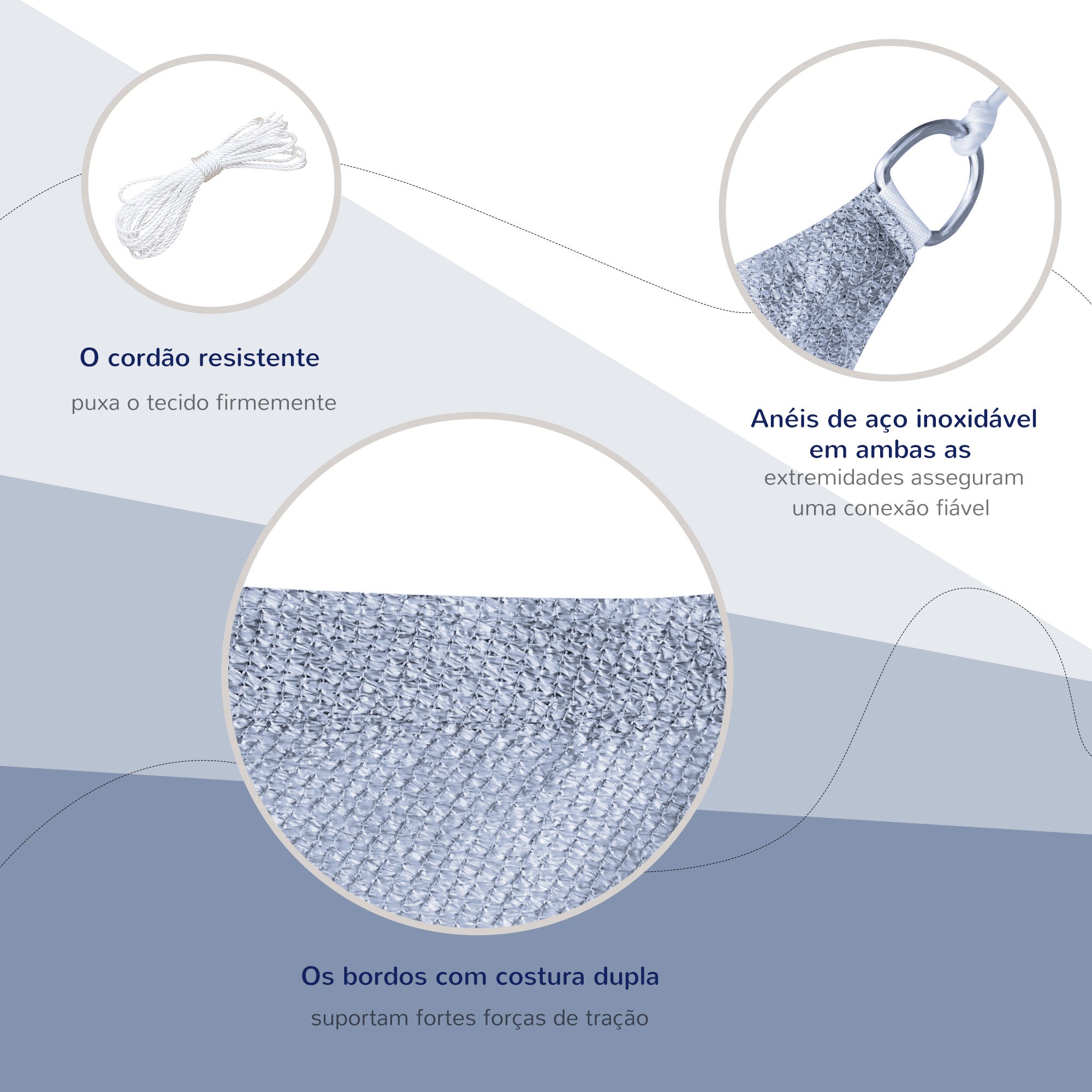Vela de Sombra Retangular – 400x300 cm – Cinzento – Tecido PE
