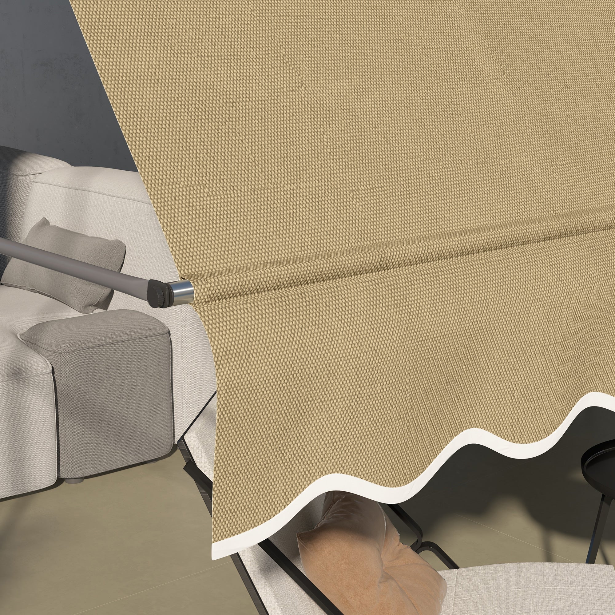 Toldo Manual Retrátil Bege 300x120x210-300 cm - Varanda Jardim Terraço