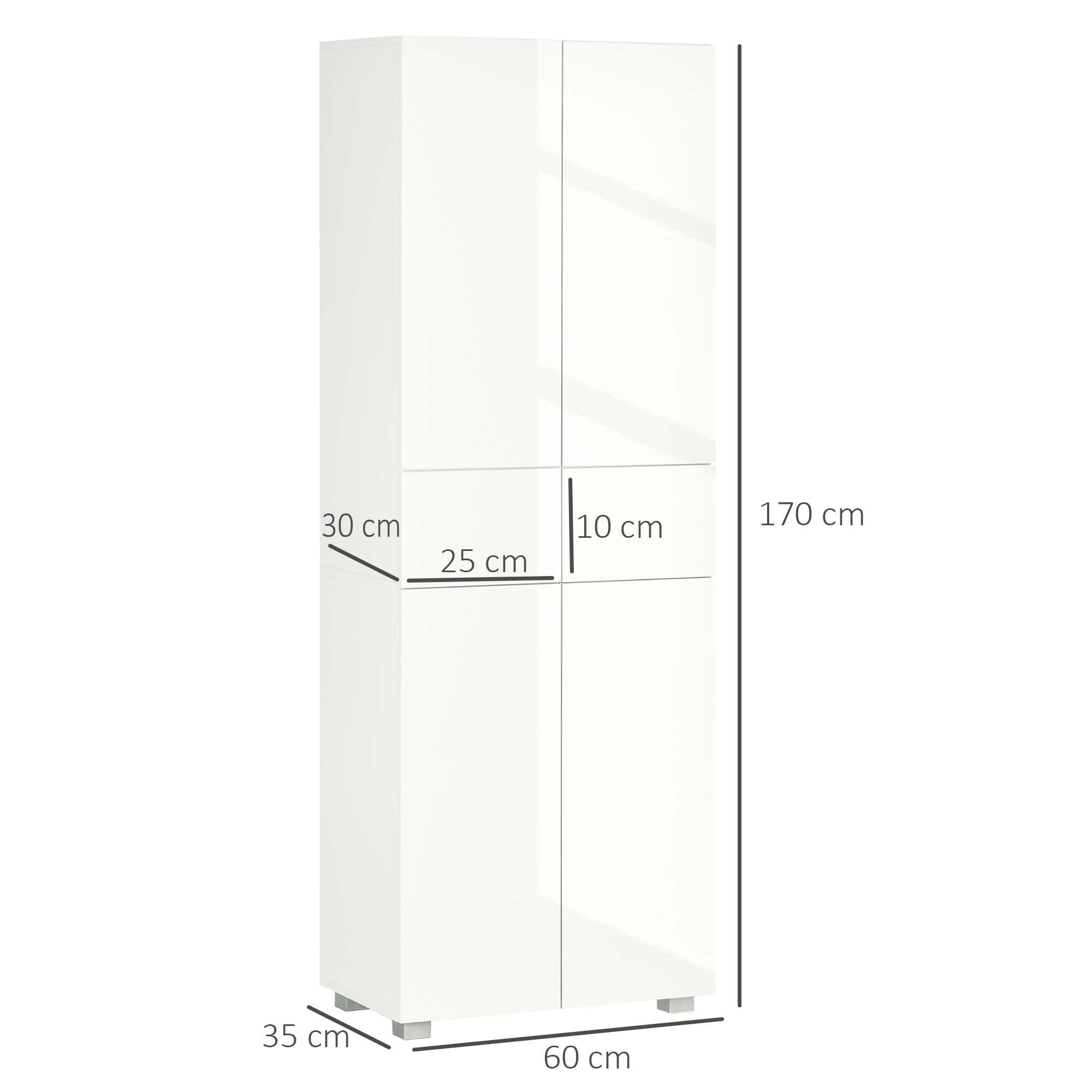 Armário de Cozinha Móvel Branco 60x35x170cm - Espaço de Armazenamento Moderno