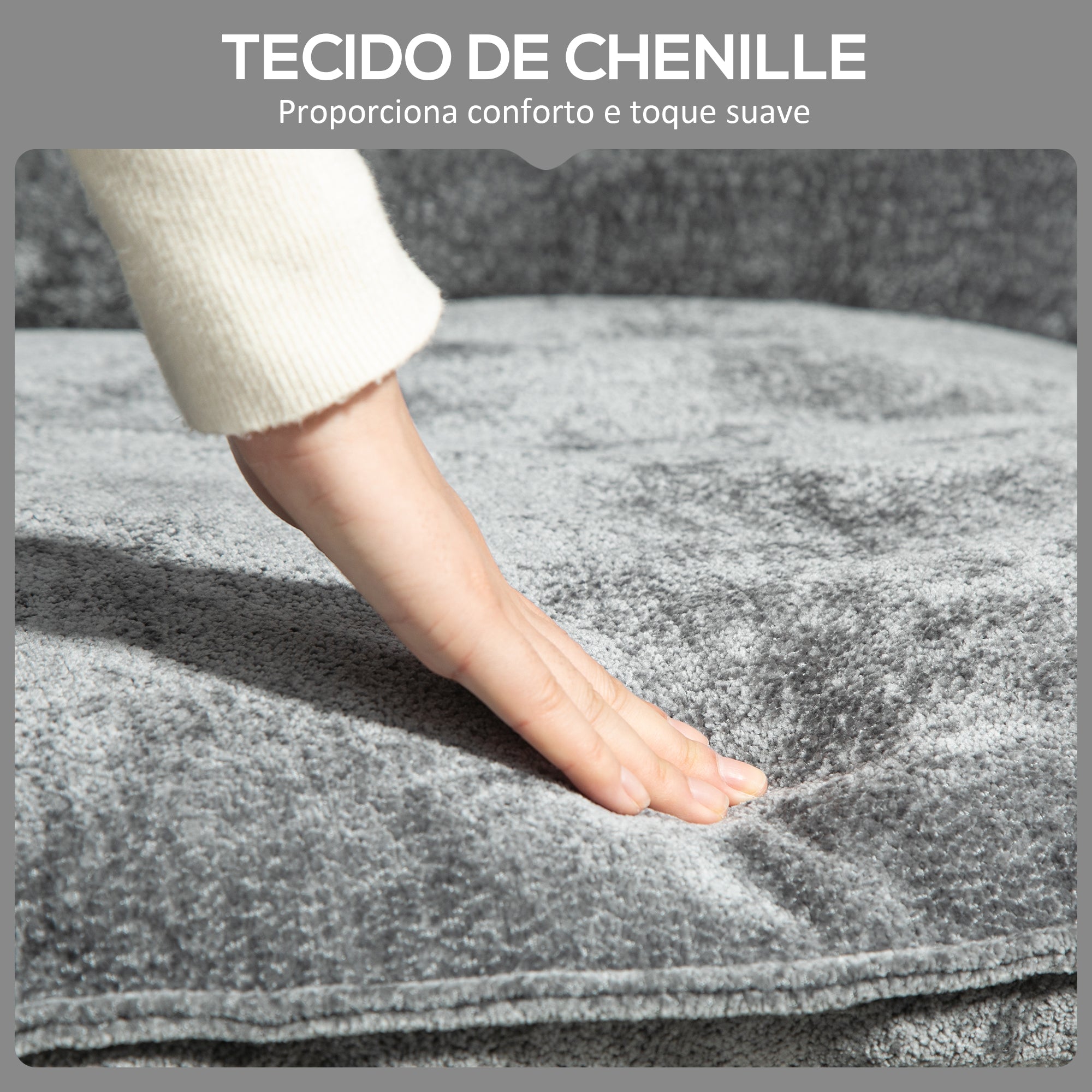 Poltrona de Sala de Estar – 68x76x81 cm – Cinza – Chenila