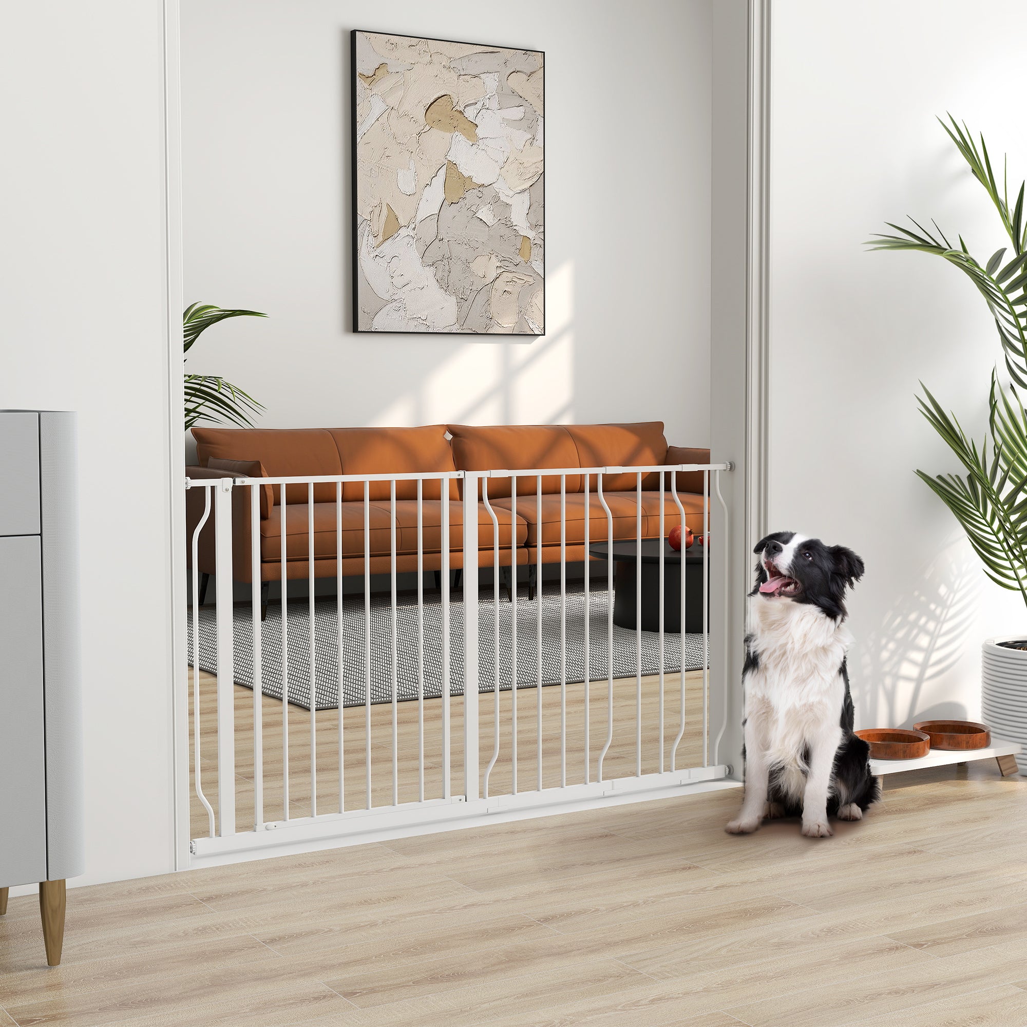 Barreira de Segurança Extensível para Cães – 73x3,8x76 cm – Branco – Aço