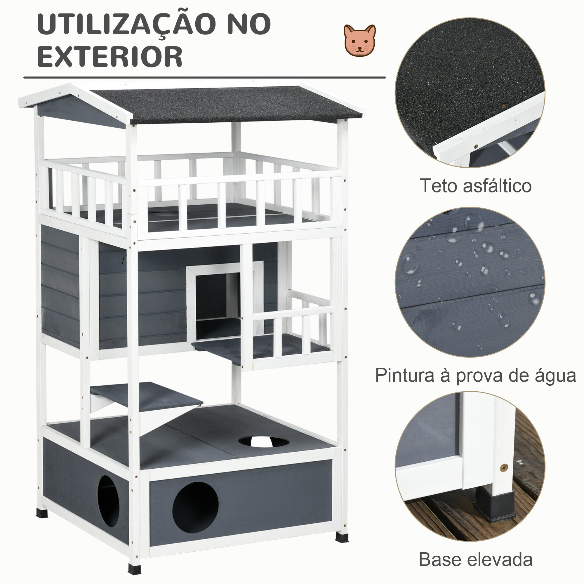 Caseta de Madeira em Abeto com Espaço Amplo 75,5x75x137 cm - Cinzento