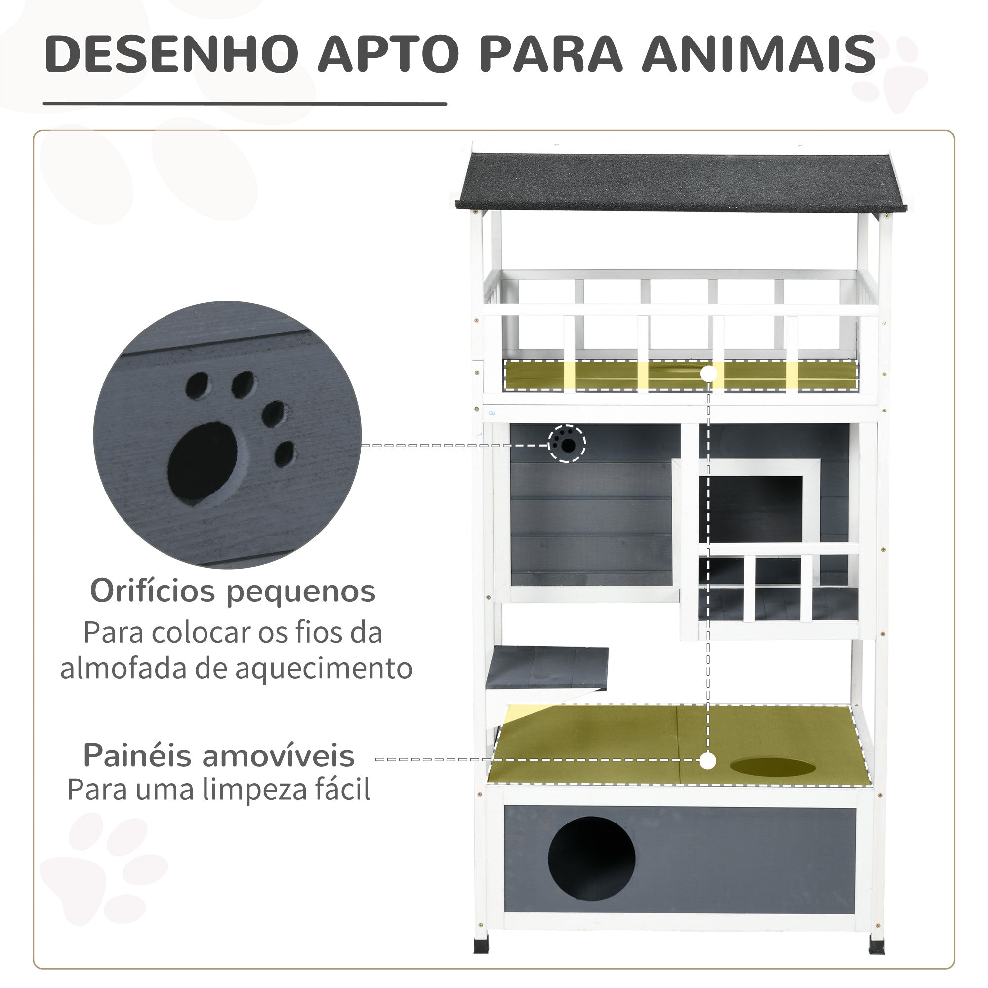 Caseta de Madeira em Abeto com Espaço Amplo 75,5x75x137 cm - Cinzento
