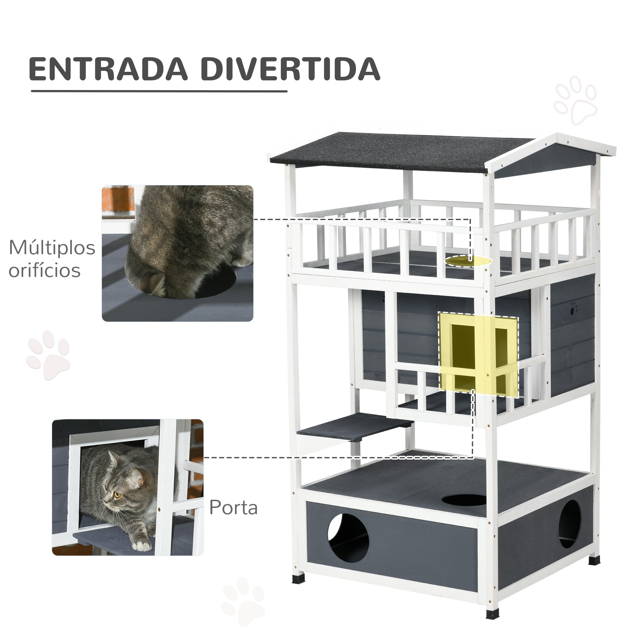 Caseta de Madeira em Abeto com Espaço Amplo 75,5x75x137 cm - Cinzento
