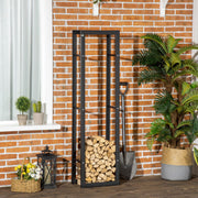 Suporte para Lenha Metálico – 40x25x150 cm – Preto – Metal