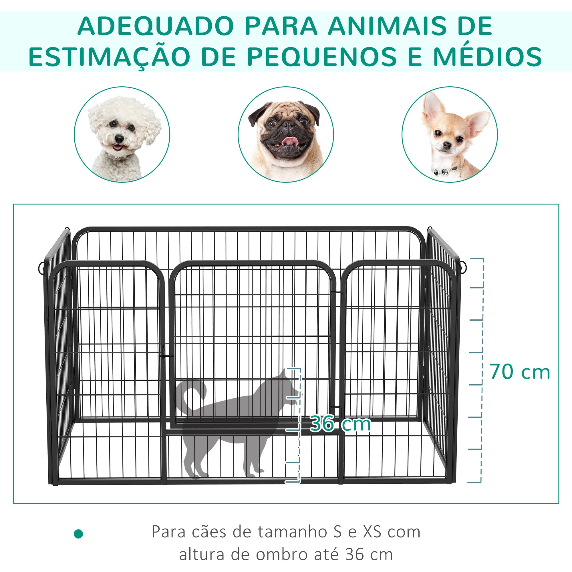 Parque para Animais de Estimação - 125x80x70cm - Preto