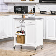 Carrinho de Cozinha com Rodas – 76x48x88cm – Branco – MDF