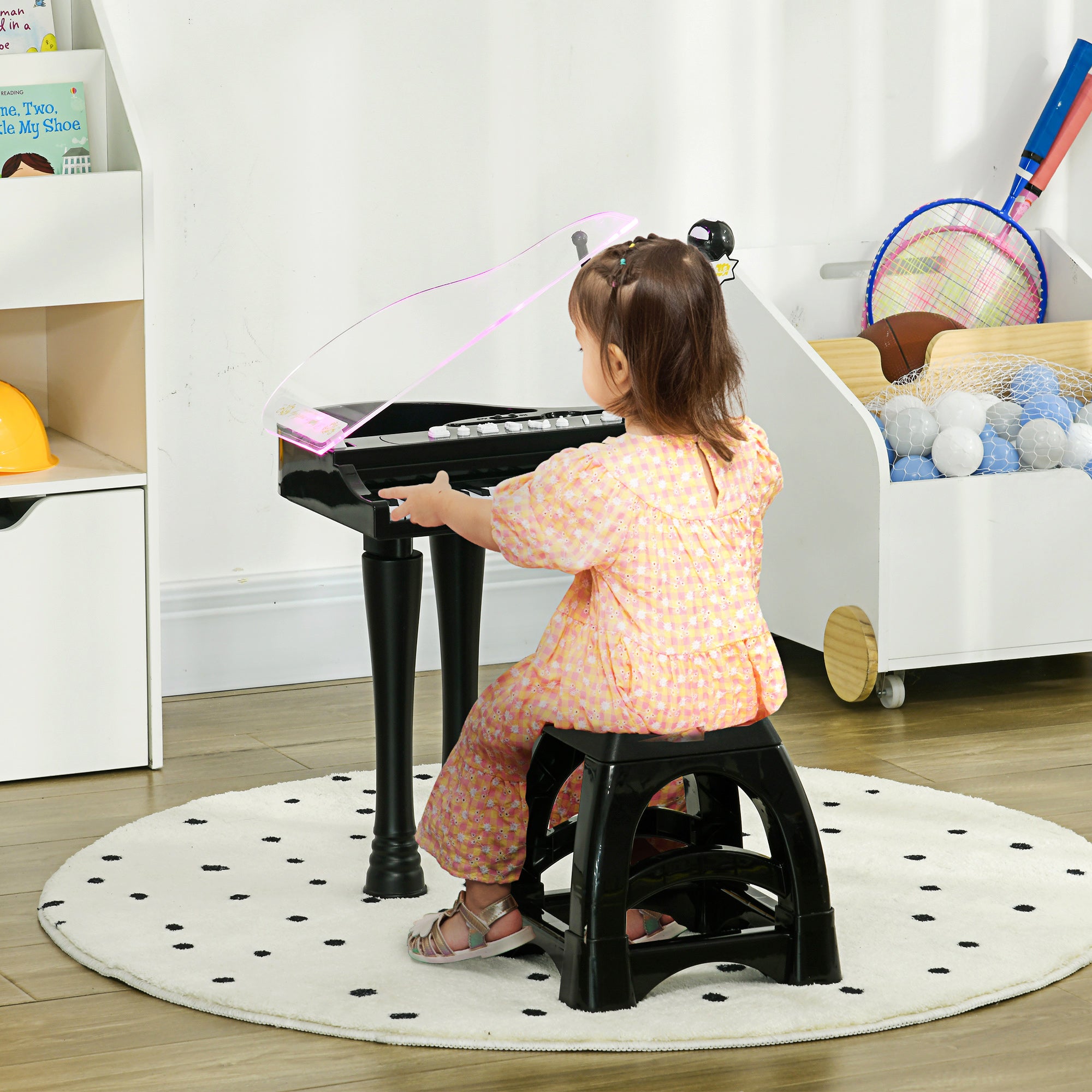 Piano Eletrónico para Crianças – 37x30,5x60,4 cm – Preto – ABS, PP e acrílico