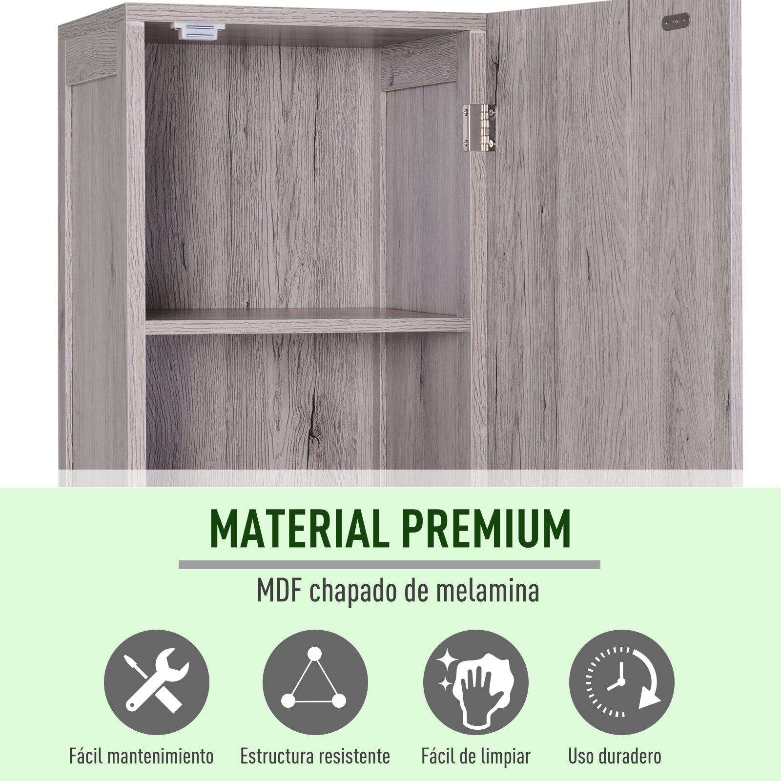 Coluna de Casa de Banho – 30x32x172,5 cm – Acinzentada – MDF