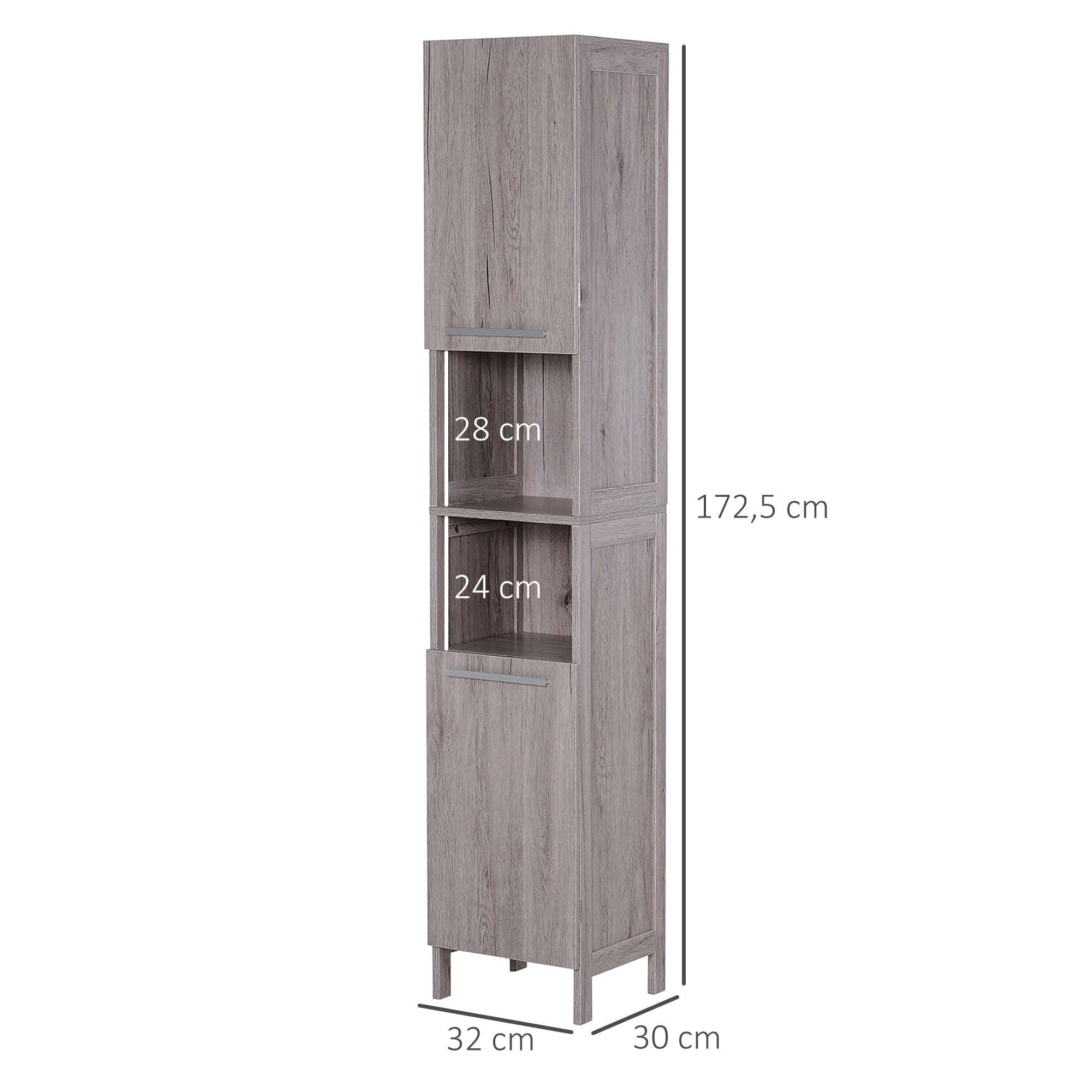 Coluna de Casa de Banho – 30x32x172,5 cm – Acinzentada – MDF