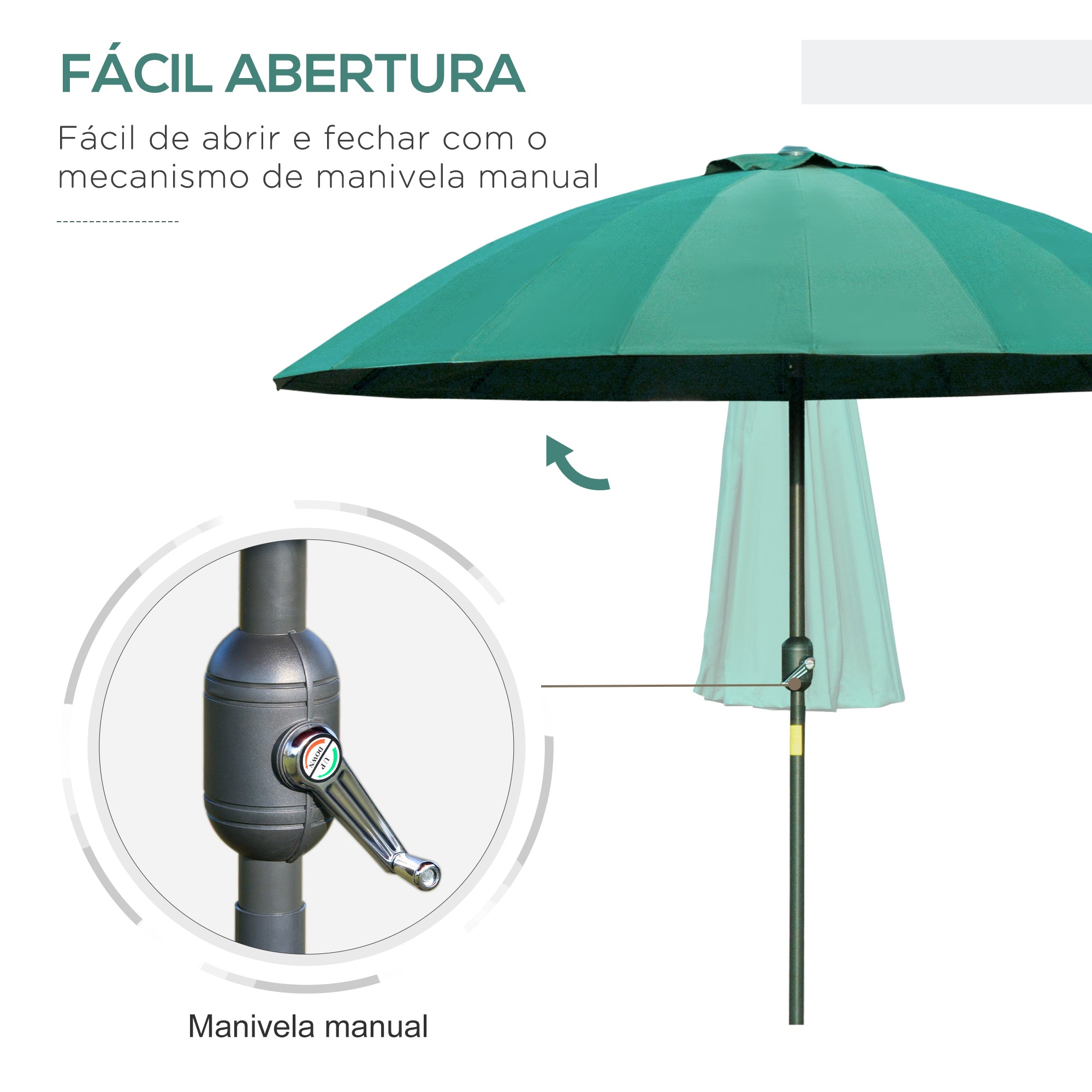 Chapéu de Sol de Jardim Verde Ø250x240 cm