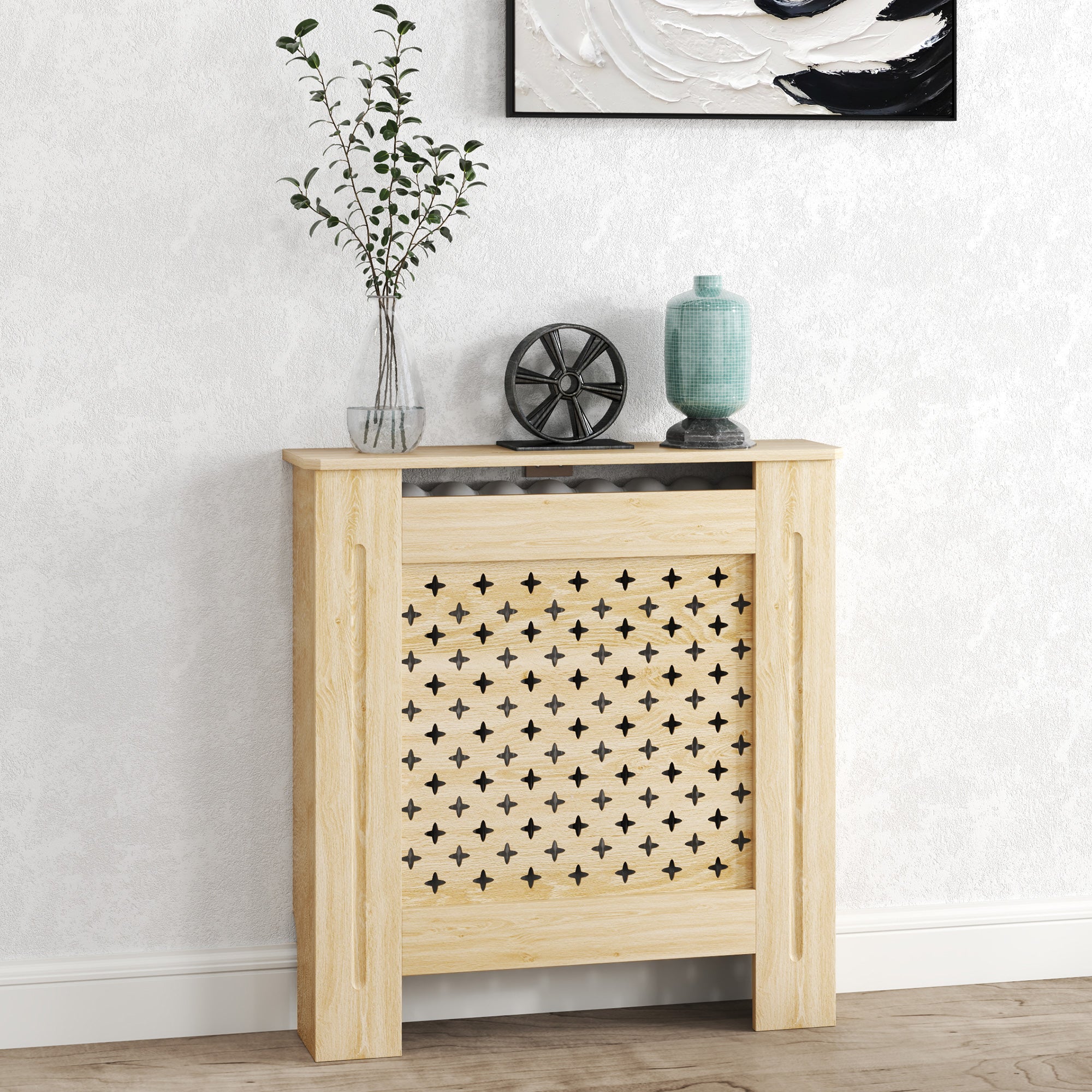 Cobertura de Radiador em MDF – 78x19x82 cm – Cor de Carvalho
