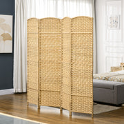 Biombo Dobrável de 4 Painéis – 180x180 cm – Cor de Madeira Natural – Madeira de Paulownia