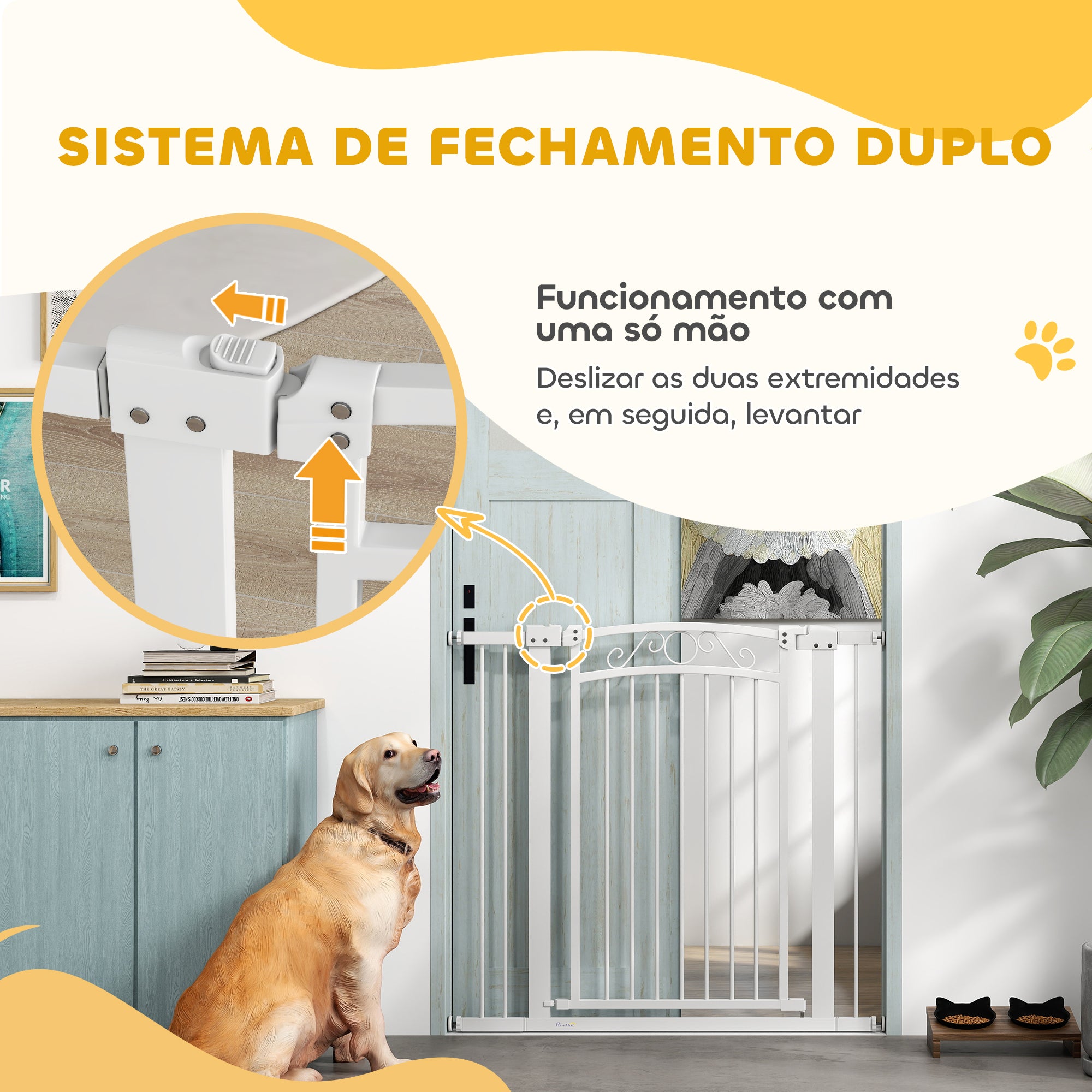 Barreira de Segurança Extensível – 76-102x96 cm – Branca – Aço