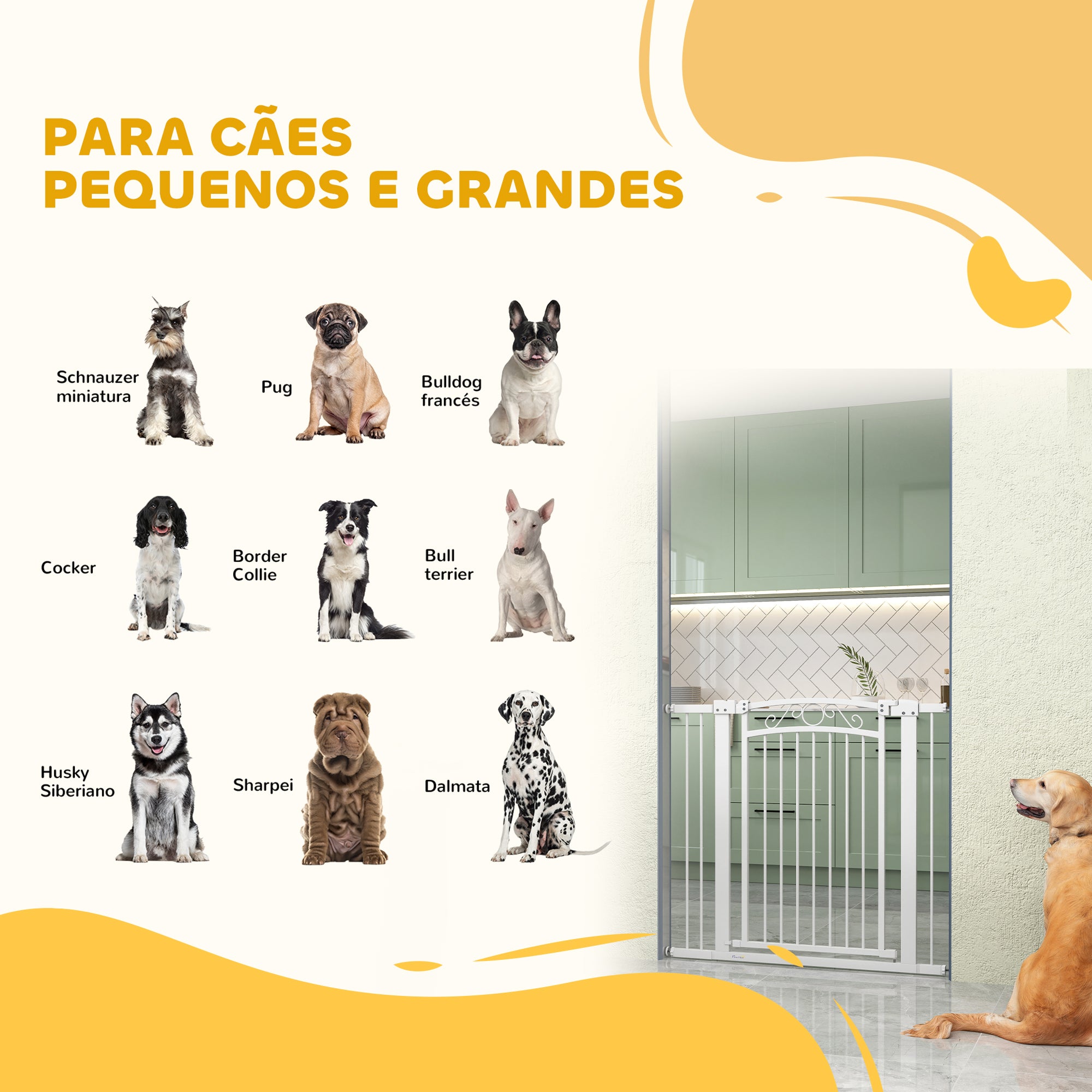 Barreira de Segurança Extensível – 76-102x96 cm – Branca – Aço