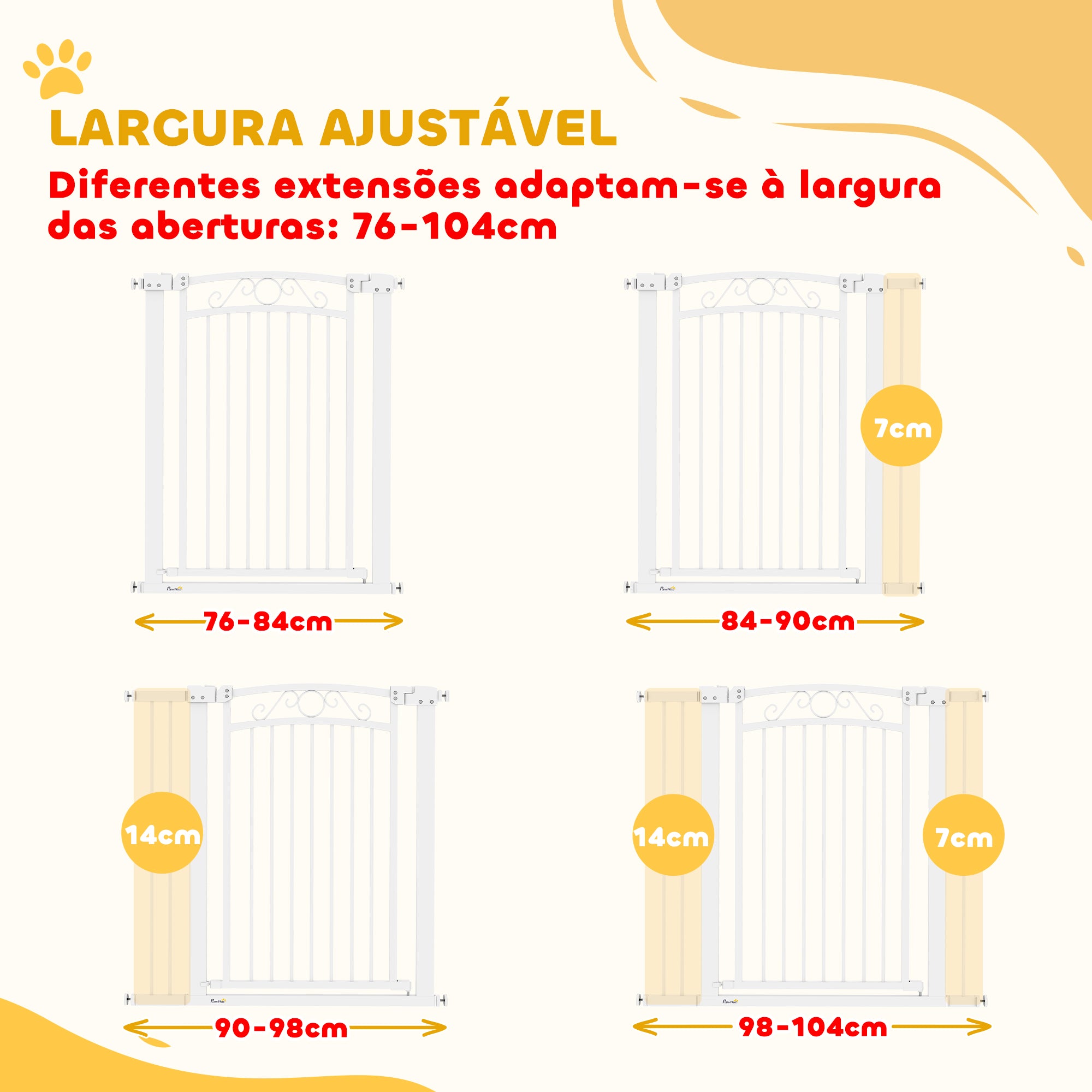 Barreira de Segurança Extensível – 76-102x96 cm – Branca – Aço