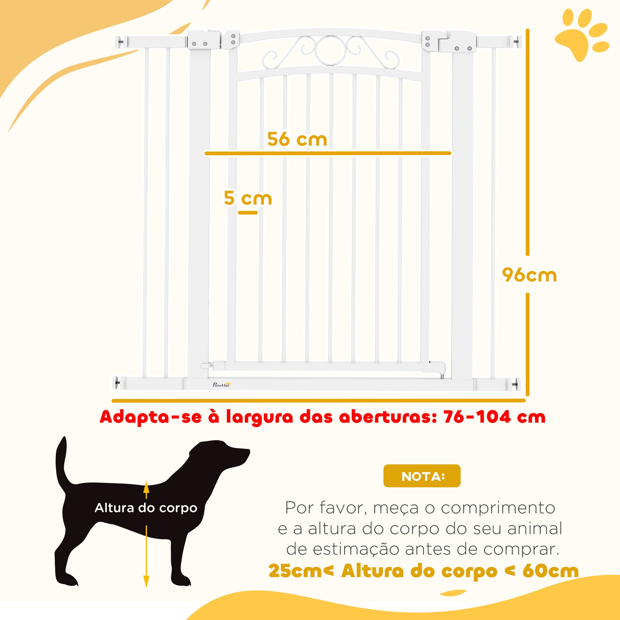 Barreira de Segurança Extensível – 76-102x96 cm – Branca – Aço