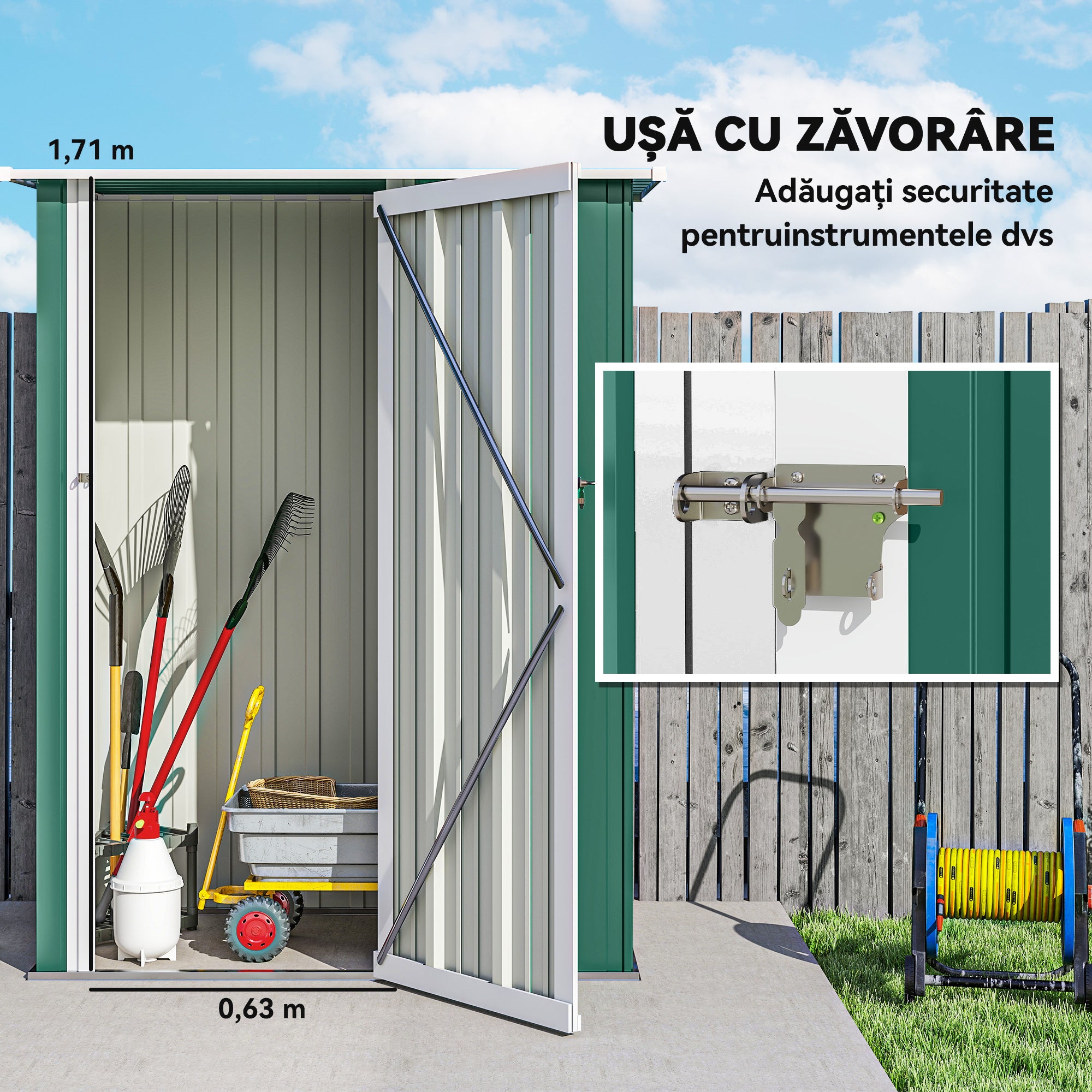 Abrigo de Jardim – 142x84x189cm – Verde – Aço Galvanizado