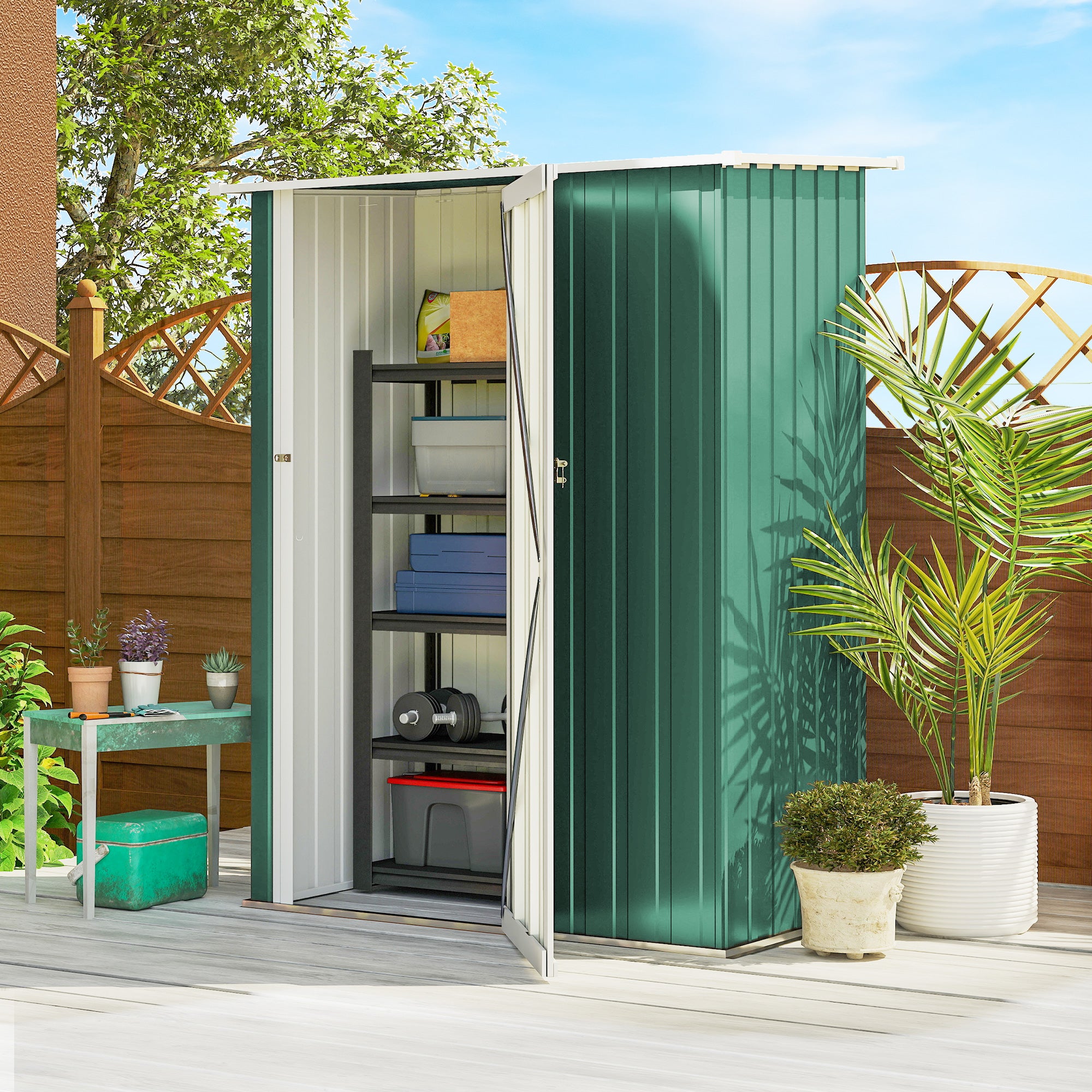 Abrigo de Jardim – 142x84x189cm – Verde – Aço Galvanizado